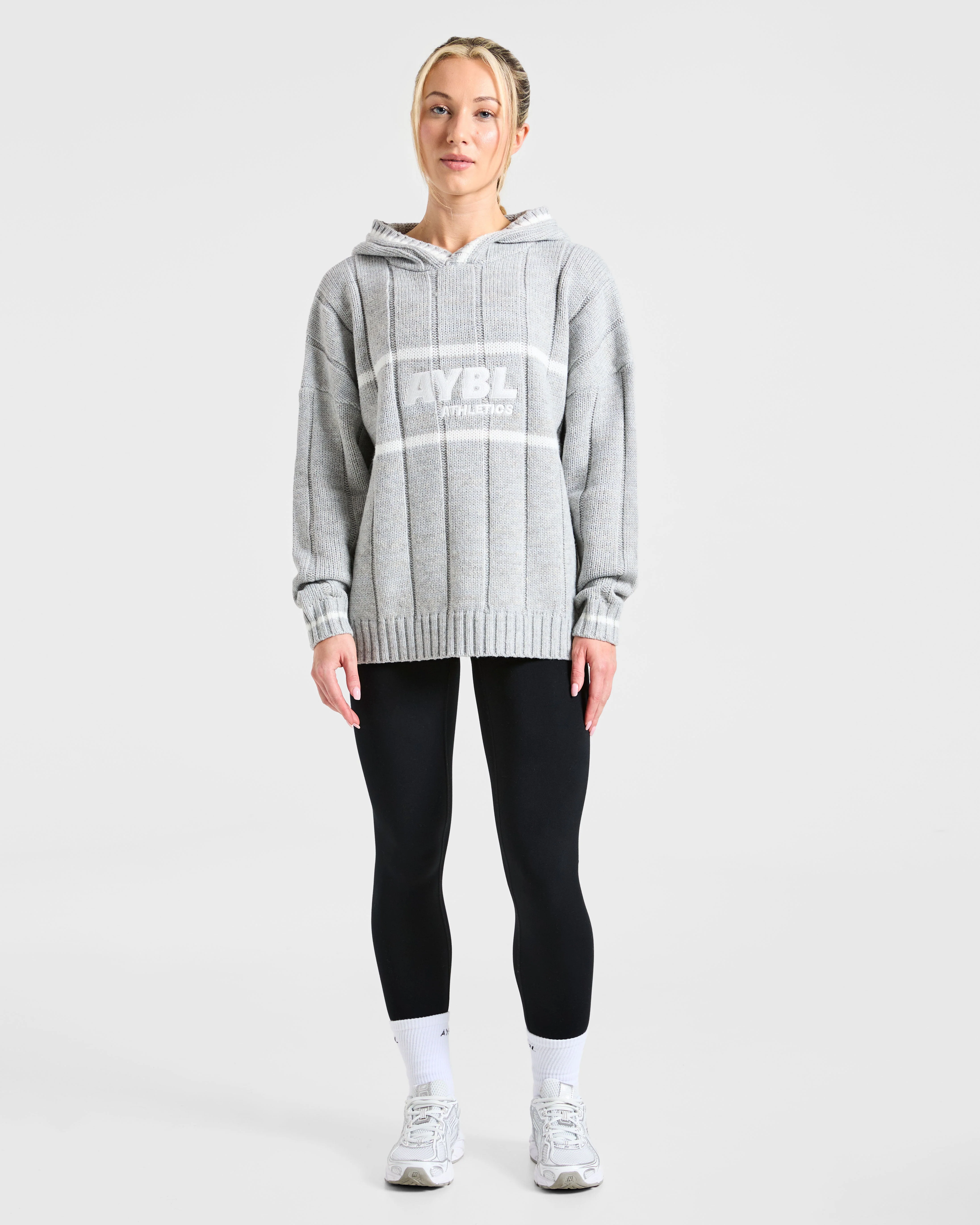 Athletics Oversized Knitted Hoodie - Grijs Marl - Image 3