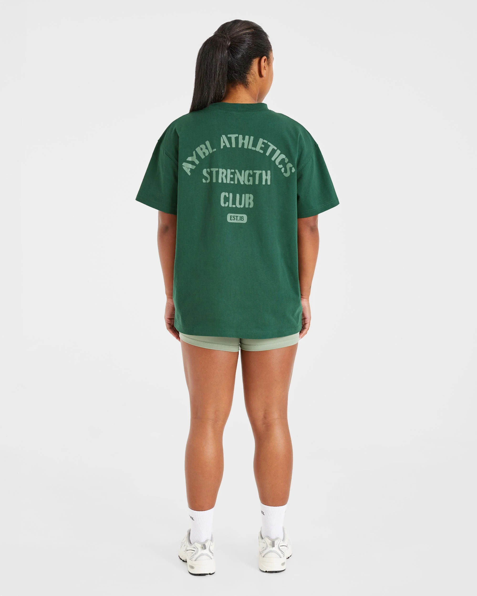 Athletics Strength Club Oversized T Shirt - Forest Groen - Image 4