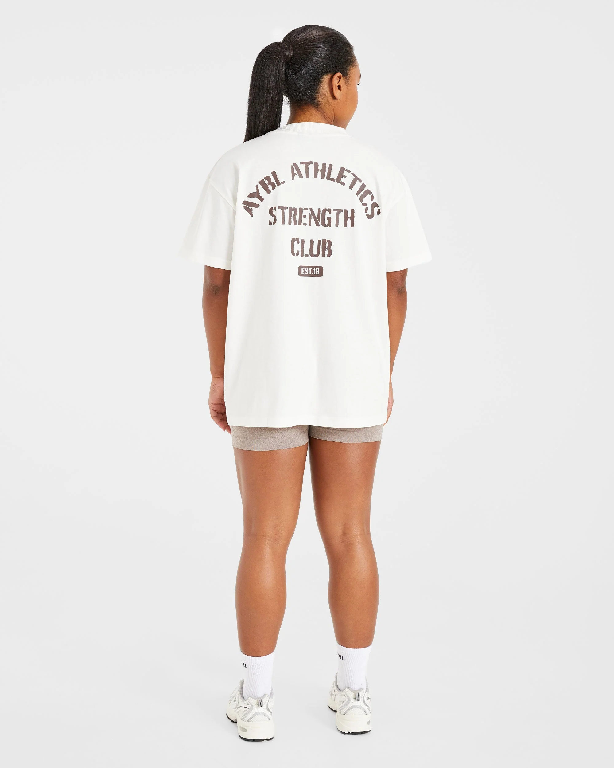 Athletics Strength Club Oversized T Shirt - Off Wit/Bruin - Image 4