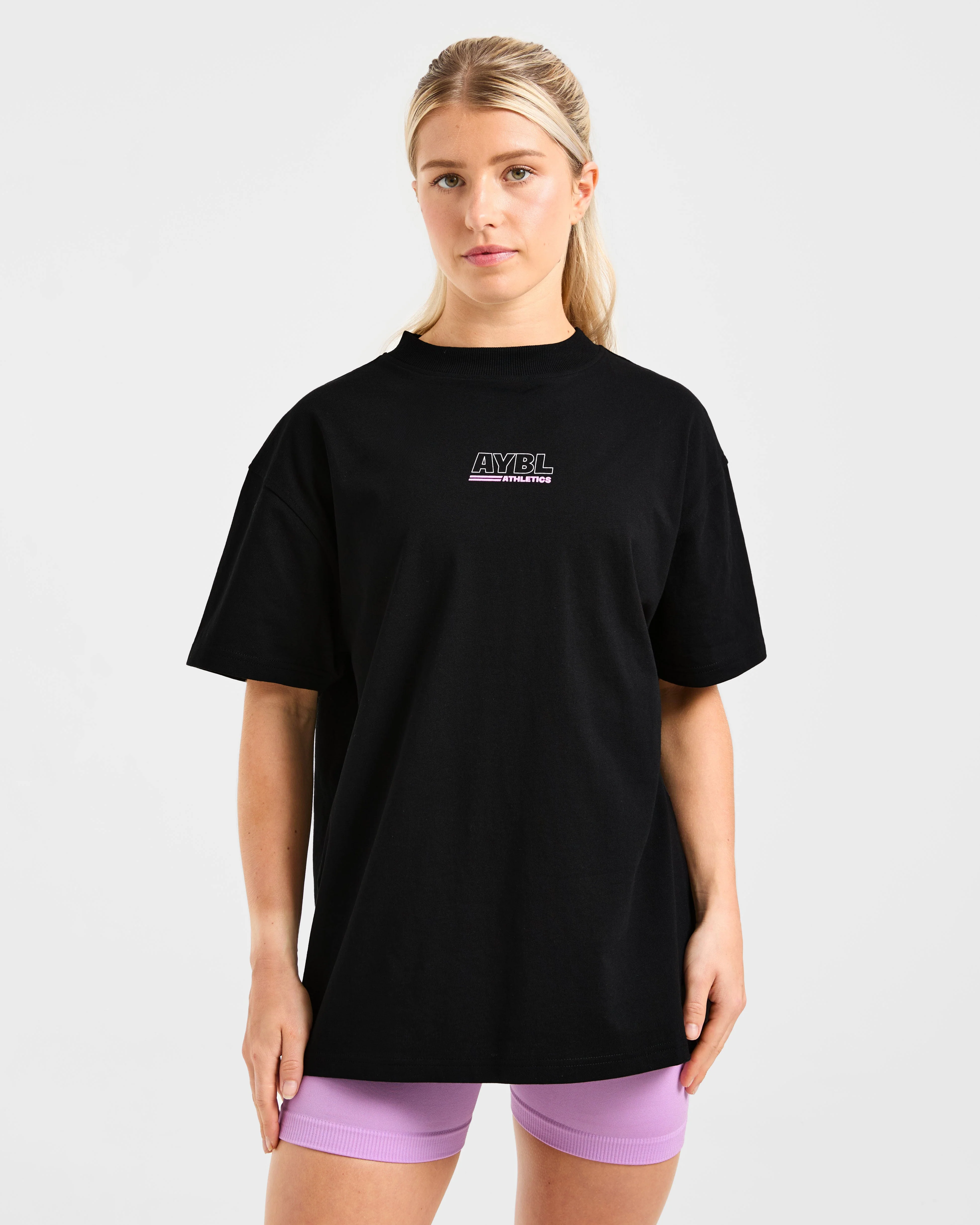 Athletics Track Oversized T Shirt - Zwart/Roze - Image 2
