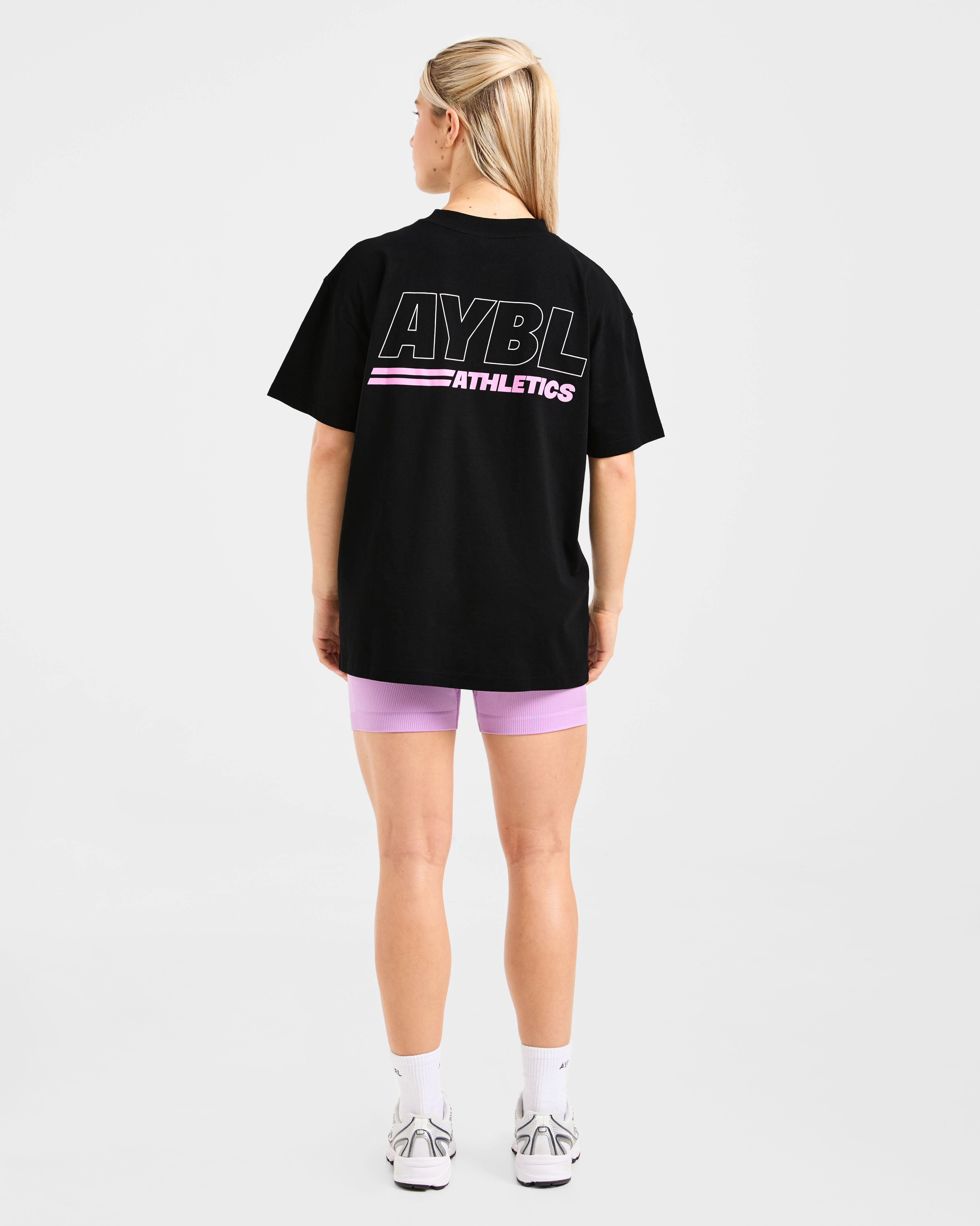Athletics Track Oversized T Shirt - Zwart/Roze - Image 4