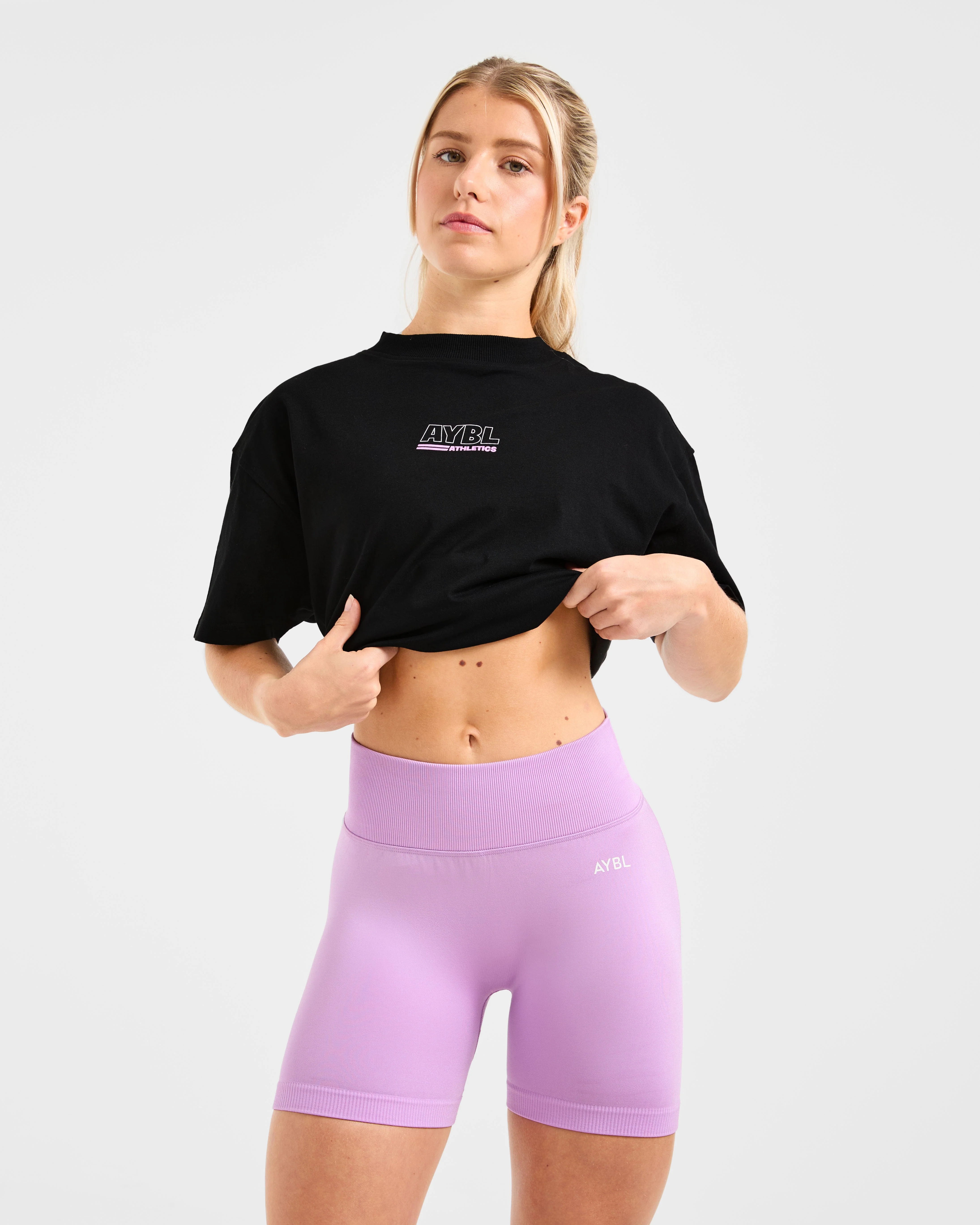 Athletics Track Oversized T Shirt - Zwart/Roze - Image 7