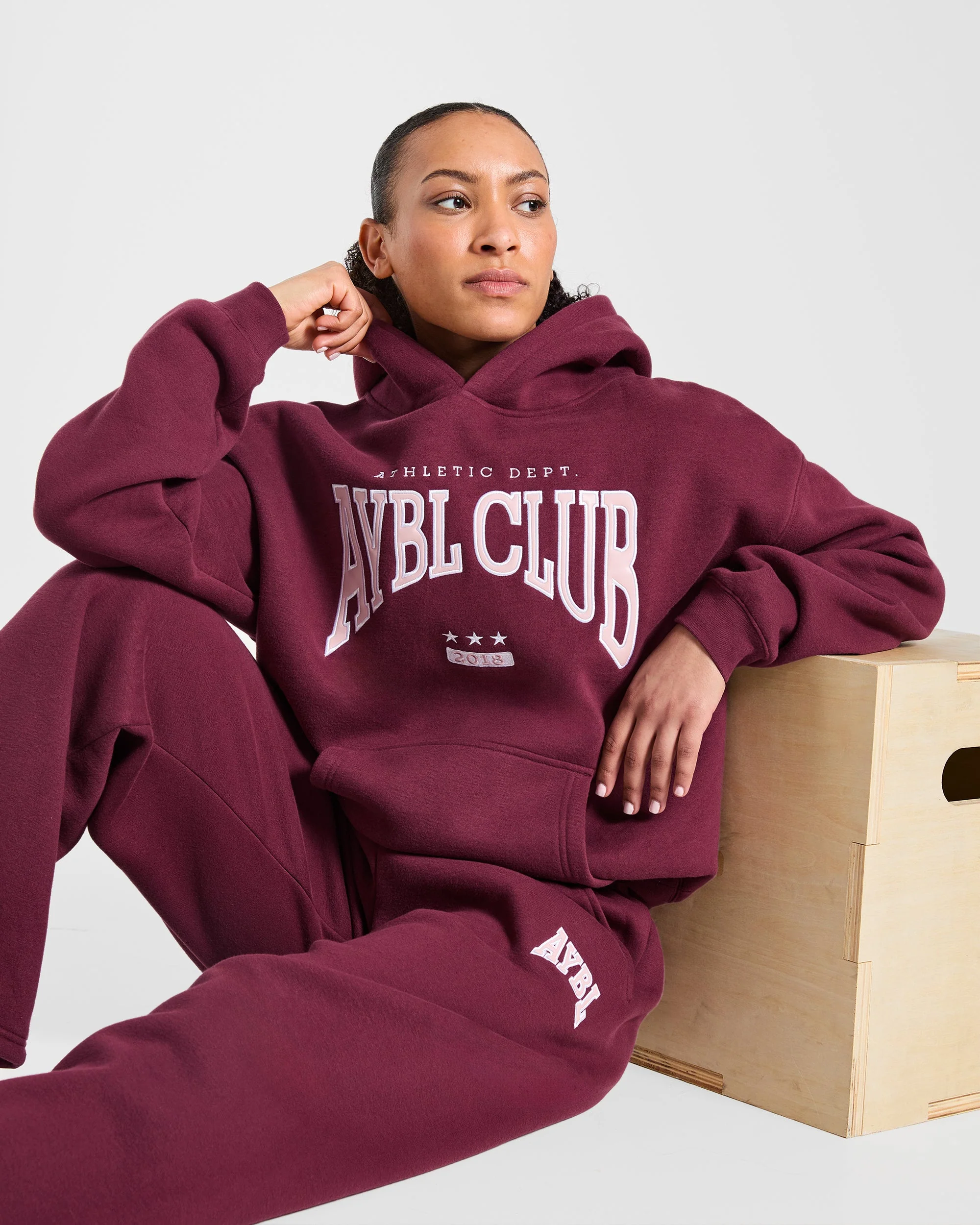 AYBL Club Oversized Hoodie - Burgundy/Roze - Image 8