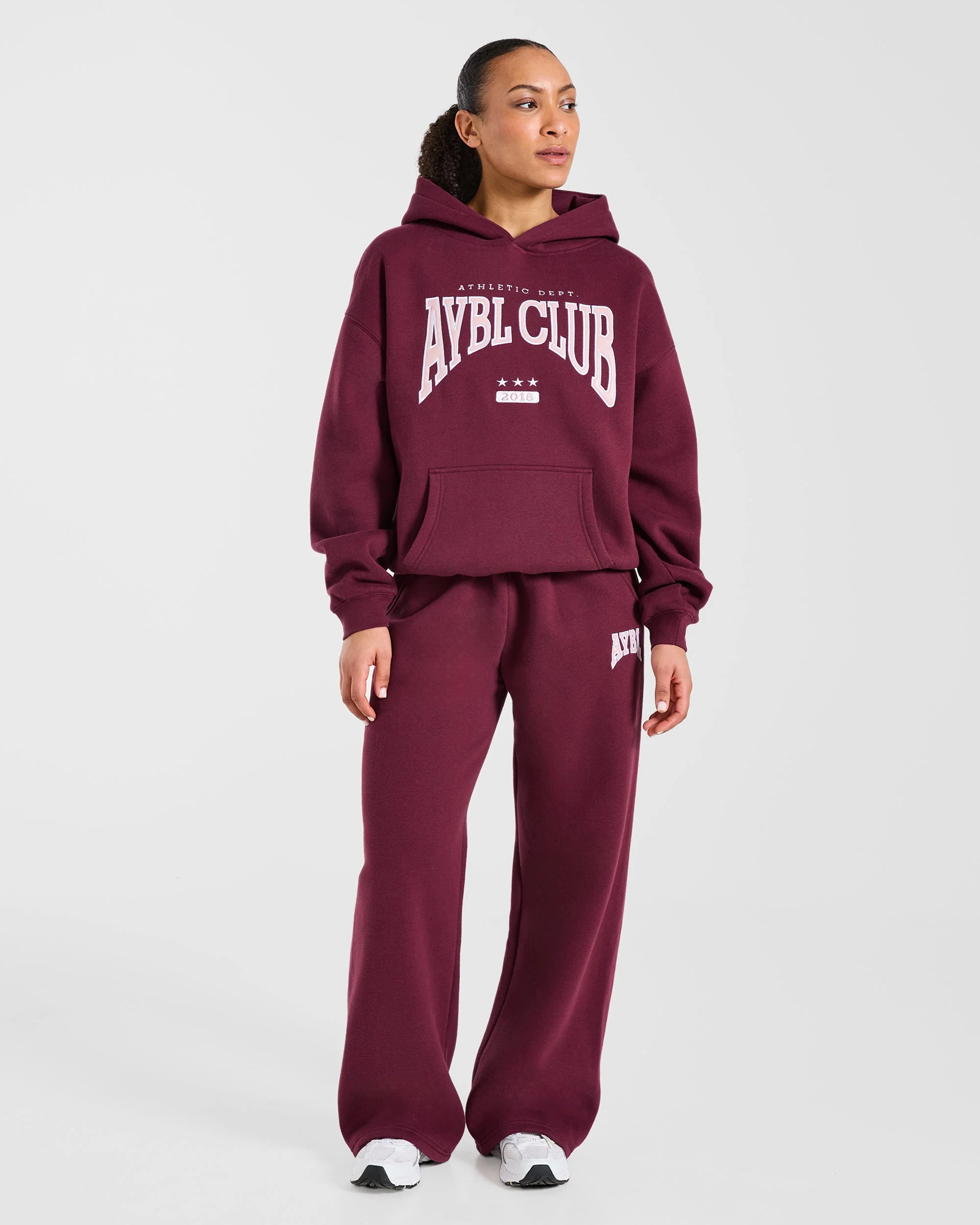 AYBL Club Oversized Straight Leg Joggers - Burgundy/Roze - Image 3