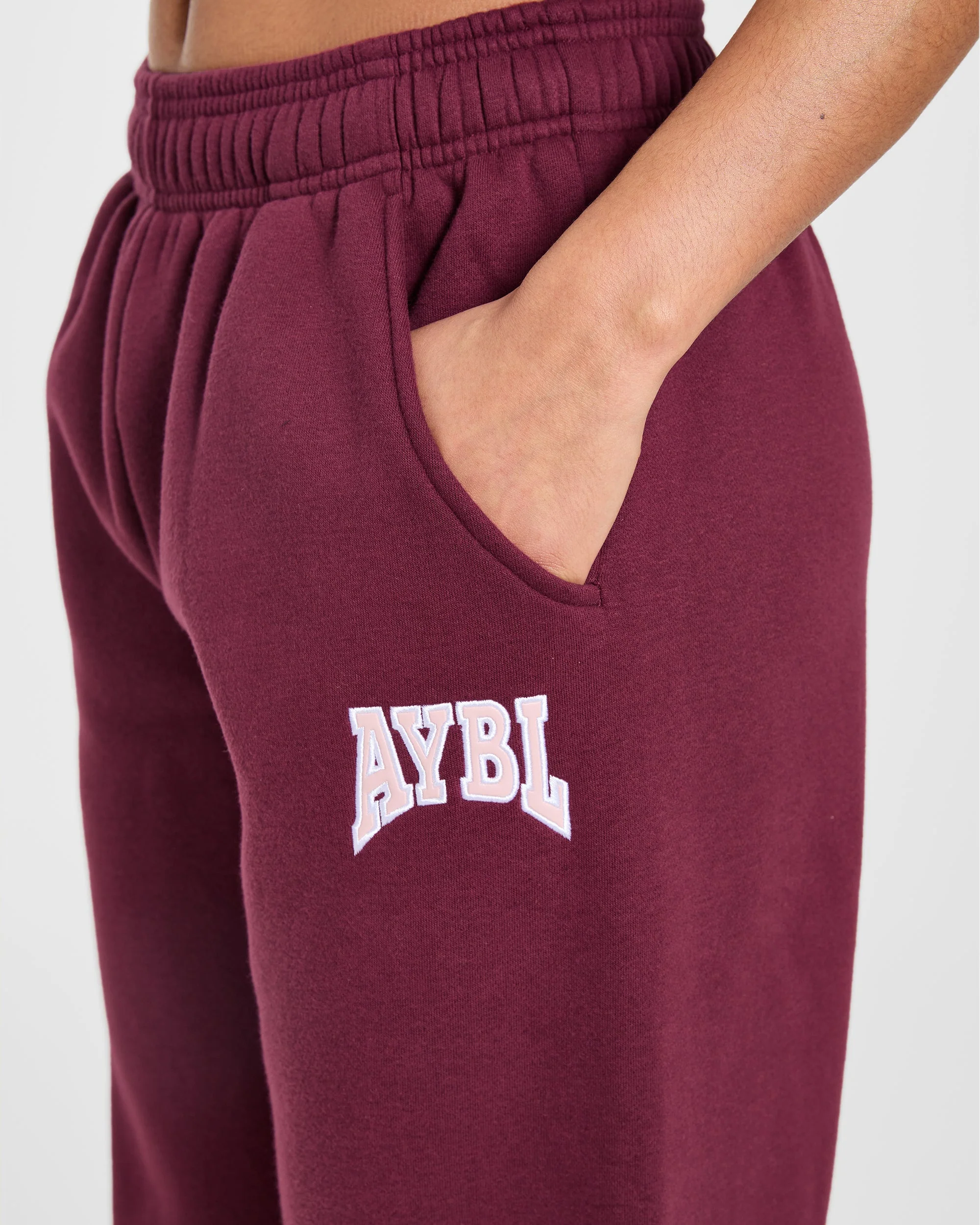 AYBL Club Oversized Straight Leg Joggers - Burgundy/Roze - Image 5