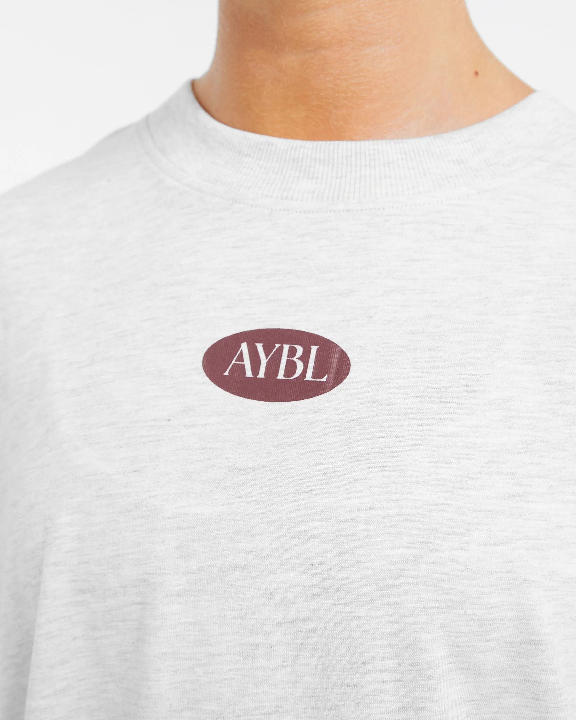AYBL Lifestyle Oversized T Shirt - Heather Grijs/Burgundy - Image 5