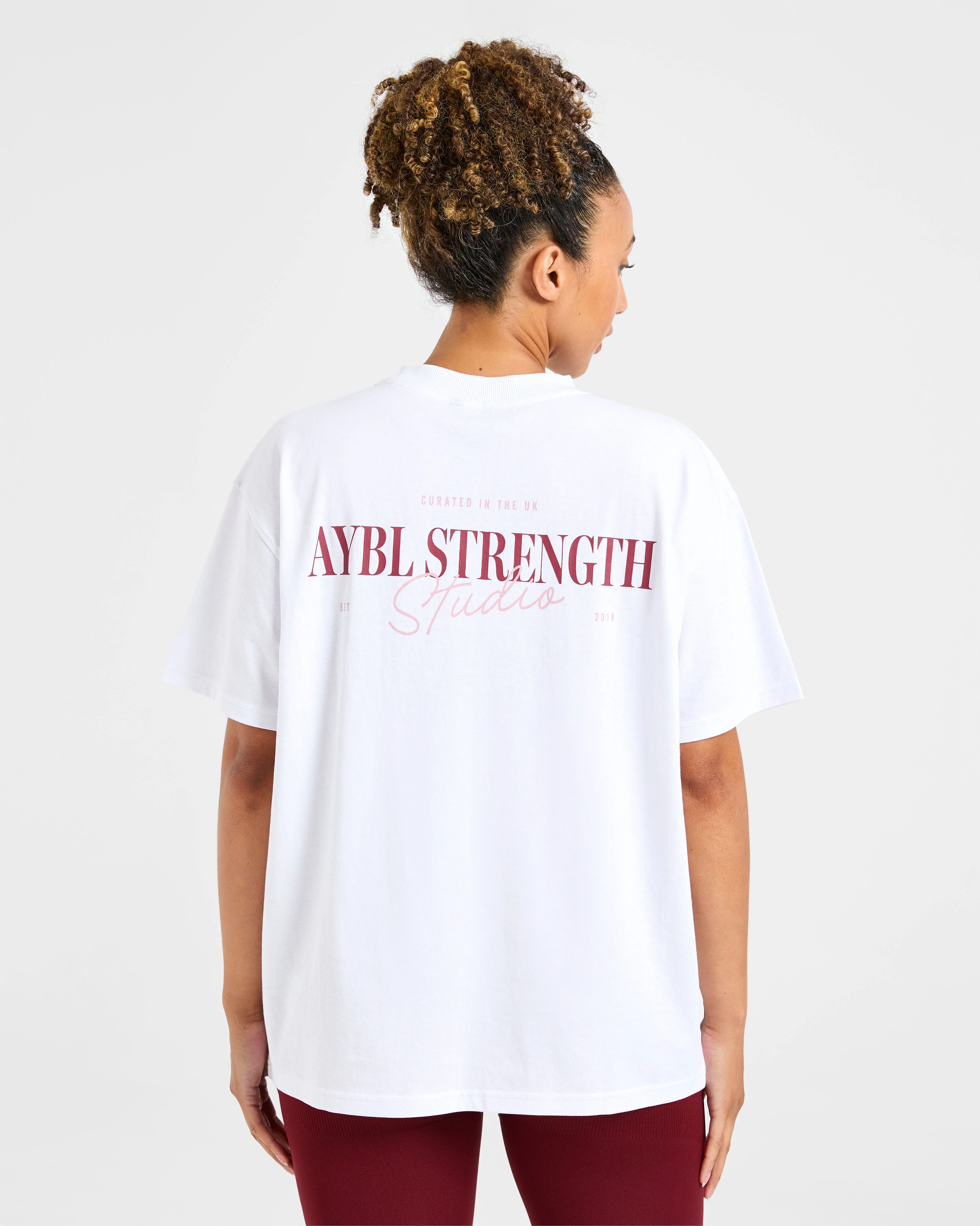 AYBL Strength Studio Oversized T Shirt - Wit