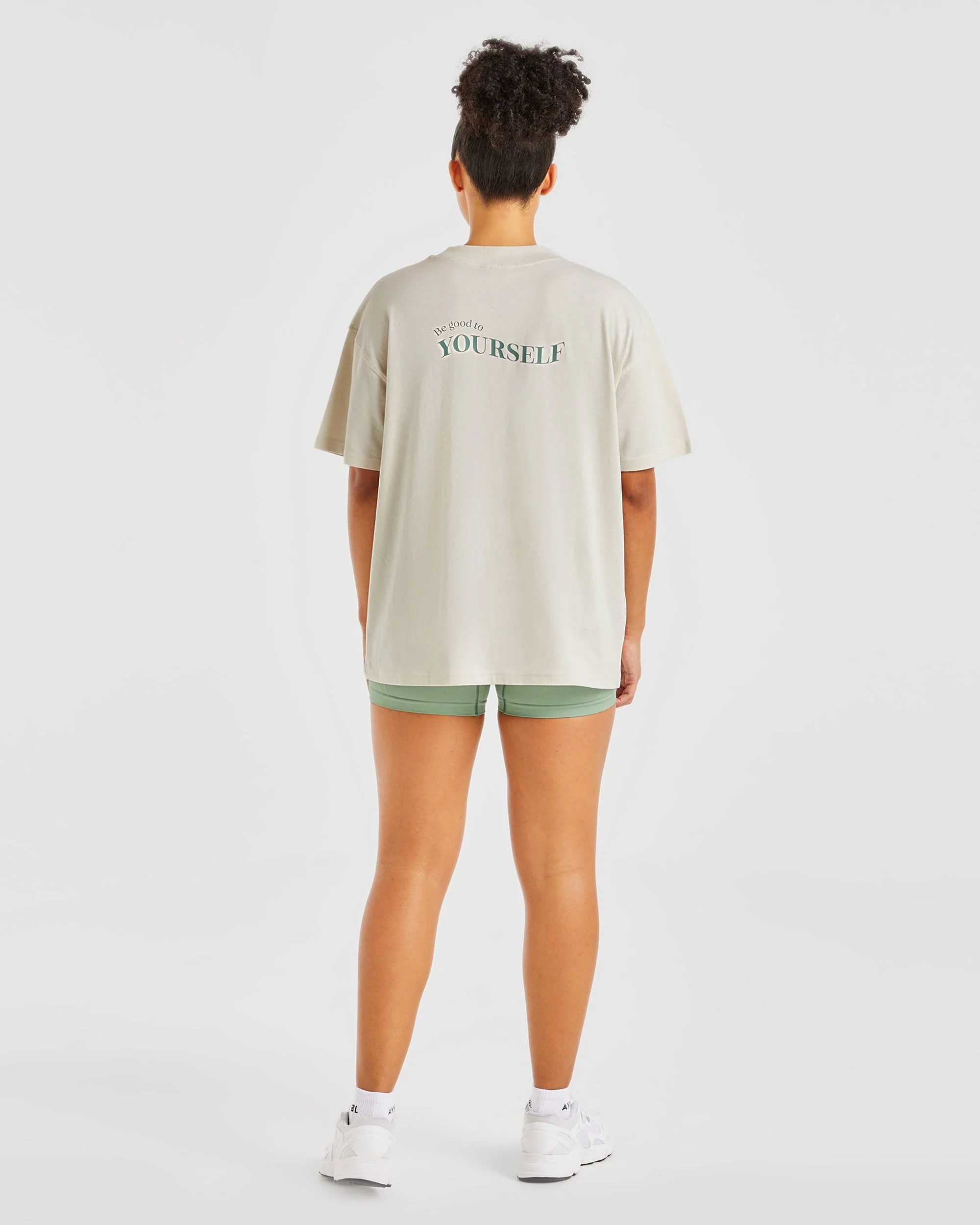 Be Good To Yourself Oversized T Shirt - Off Wit/Groen - Image 4
