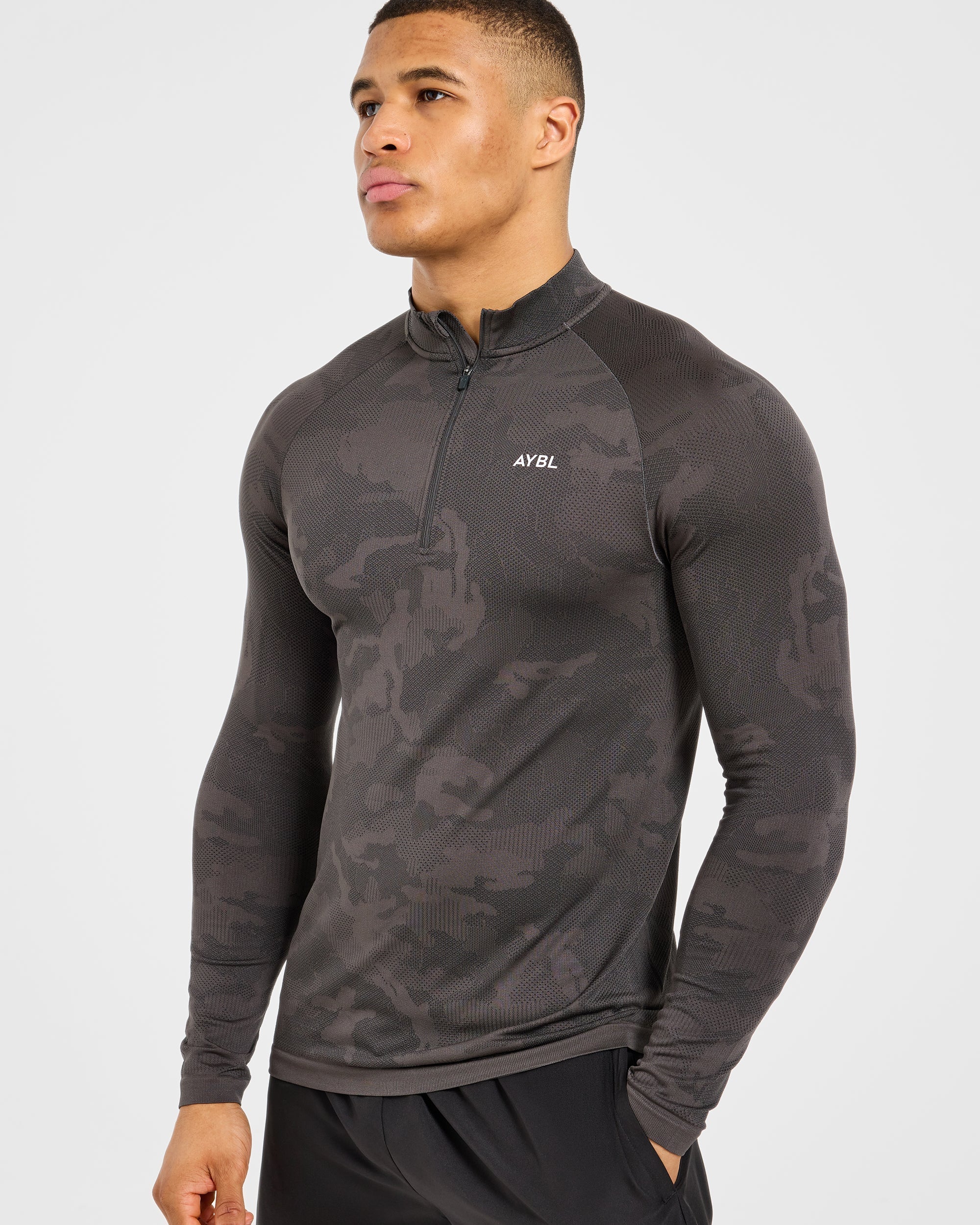 Camo Seamless 1/4 Zip Pullover - Charcoal - Image 6