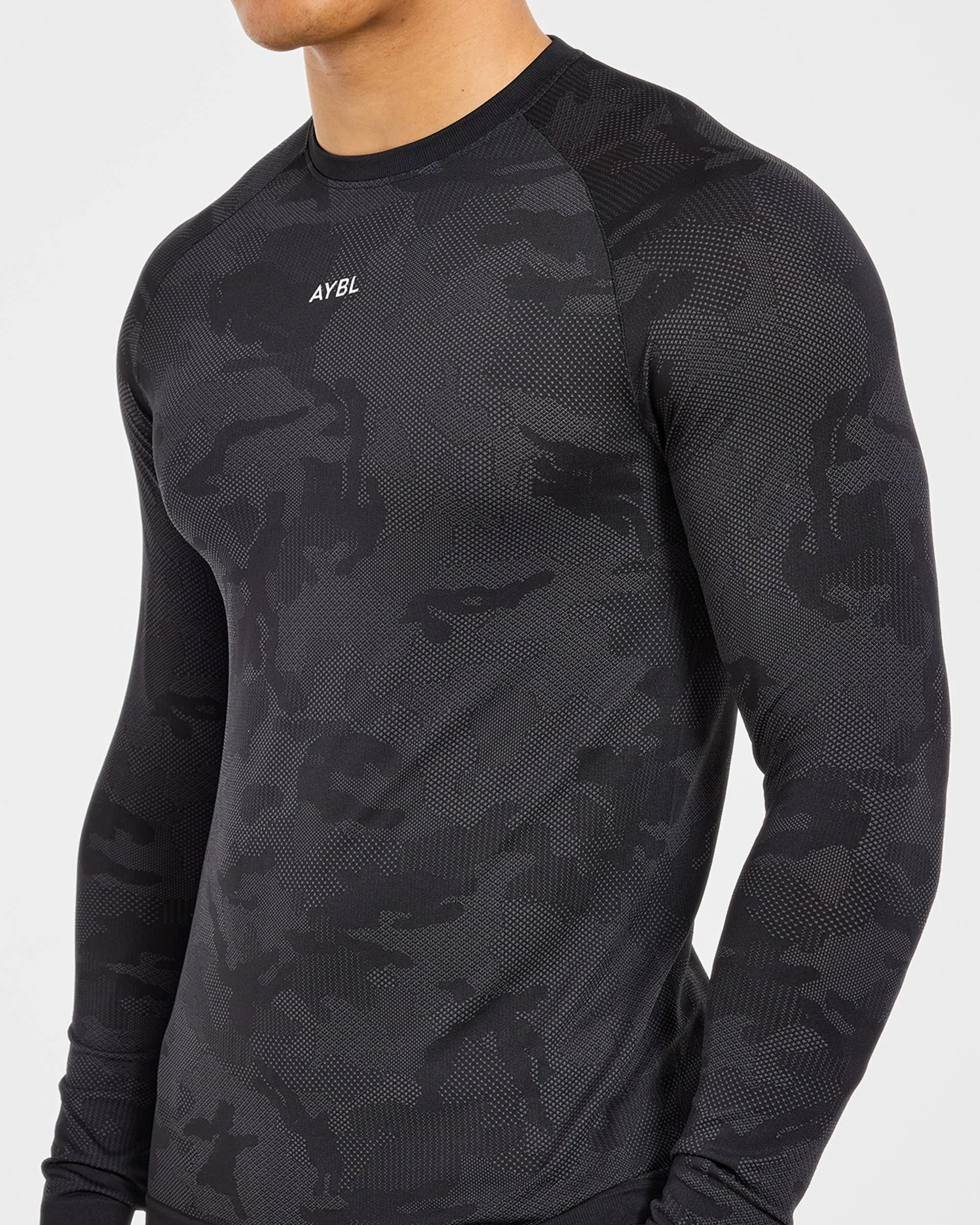 Camo Seamless Long Sleeve T Shirt - Zwart - Image 6