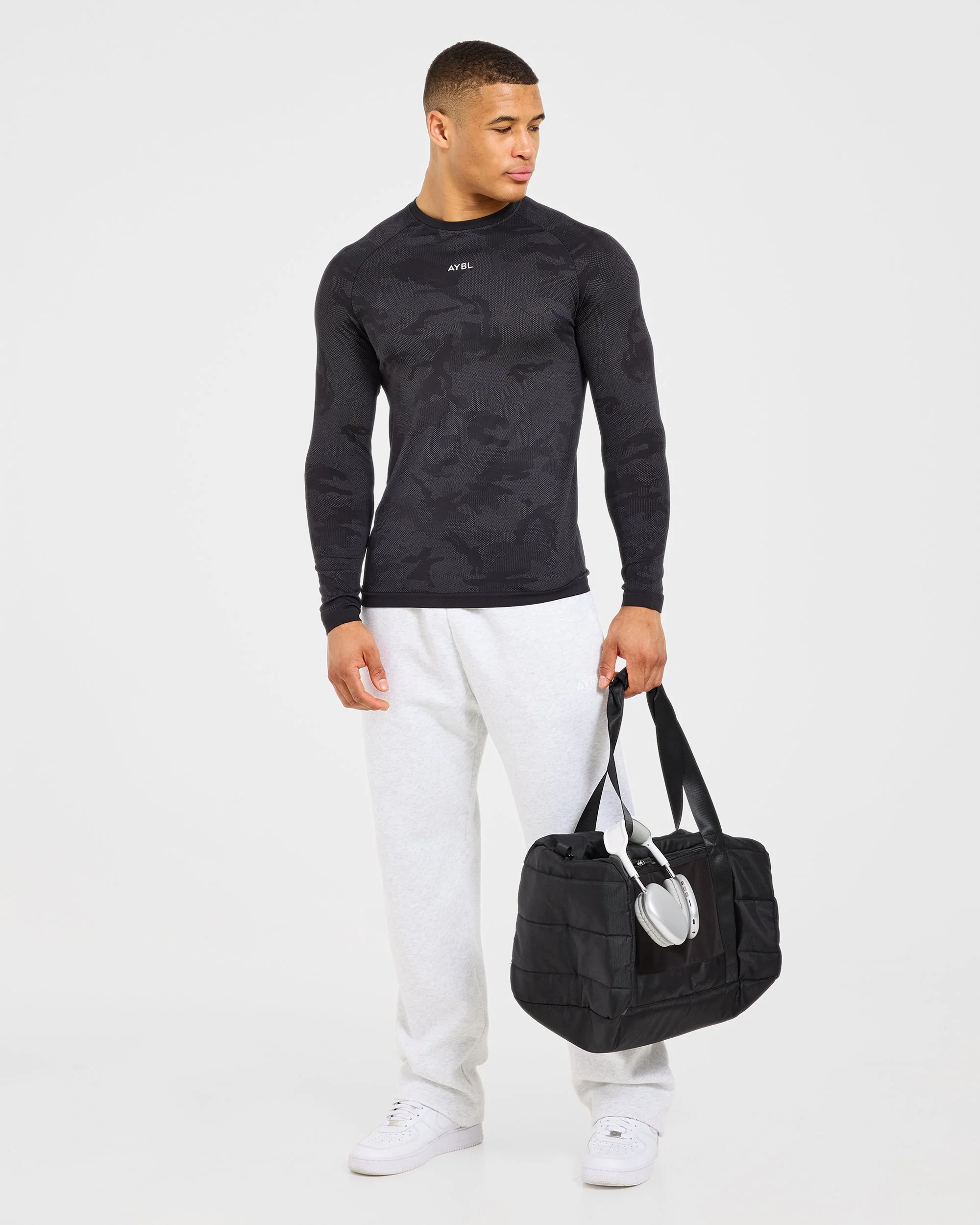 Camo Seamless Long Sleeve T Shirt - Zwart - Image 7