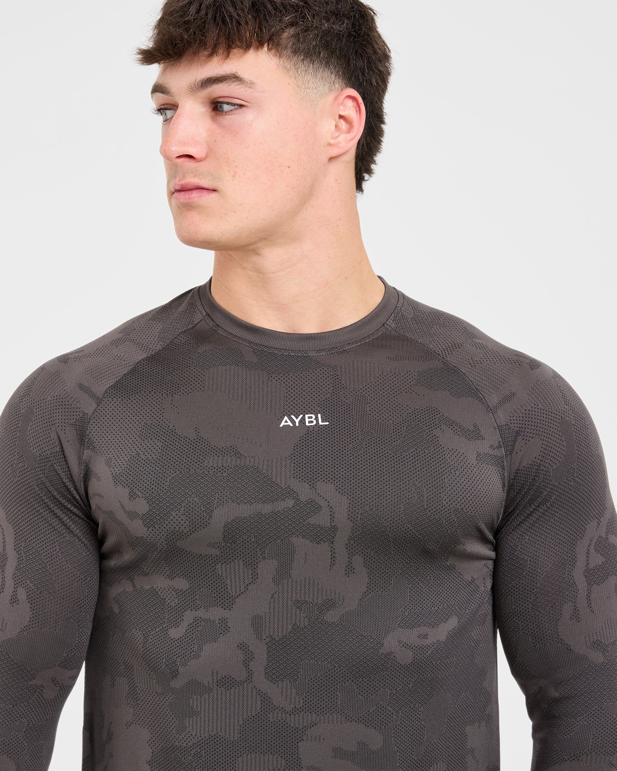 Camo Seamless Long Sleeve T Shirt - Charcoal - Image 5