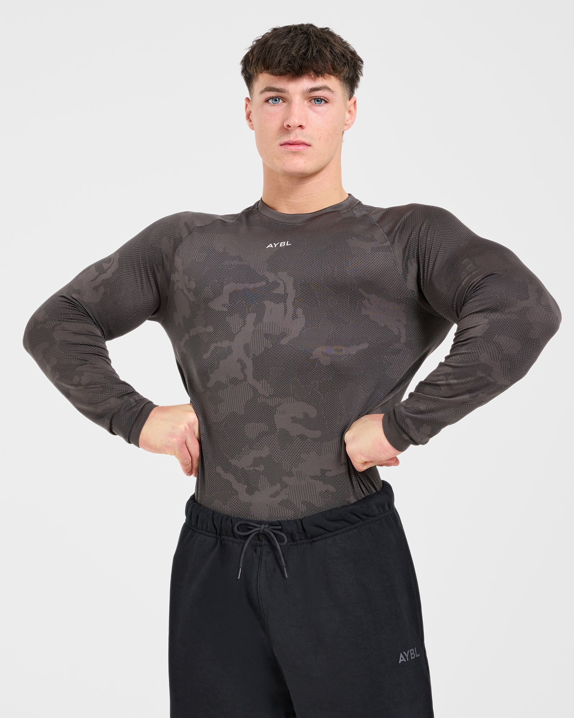 Camo Seamless Long Sleeve T Shirt - Charcoal - Image 7