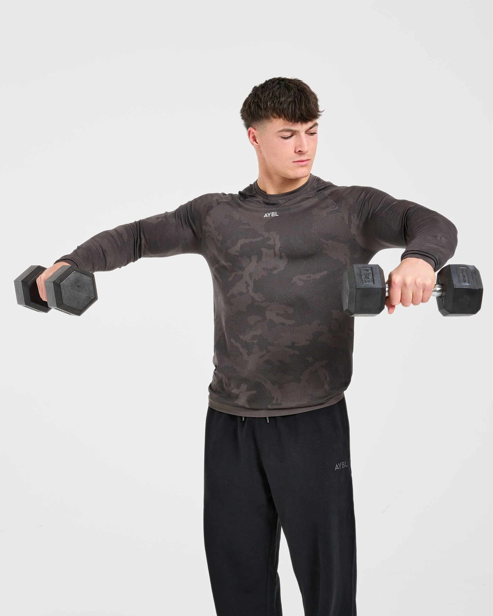 Camo Seamless Long Sleeve T Shirt - Charcoal - Image 8