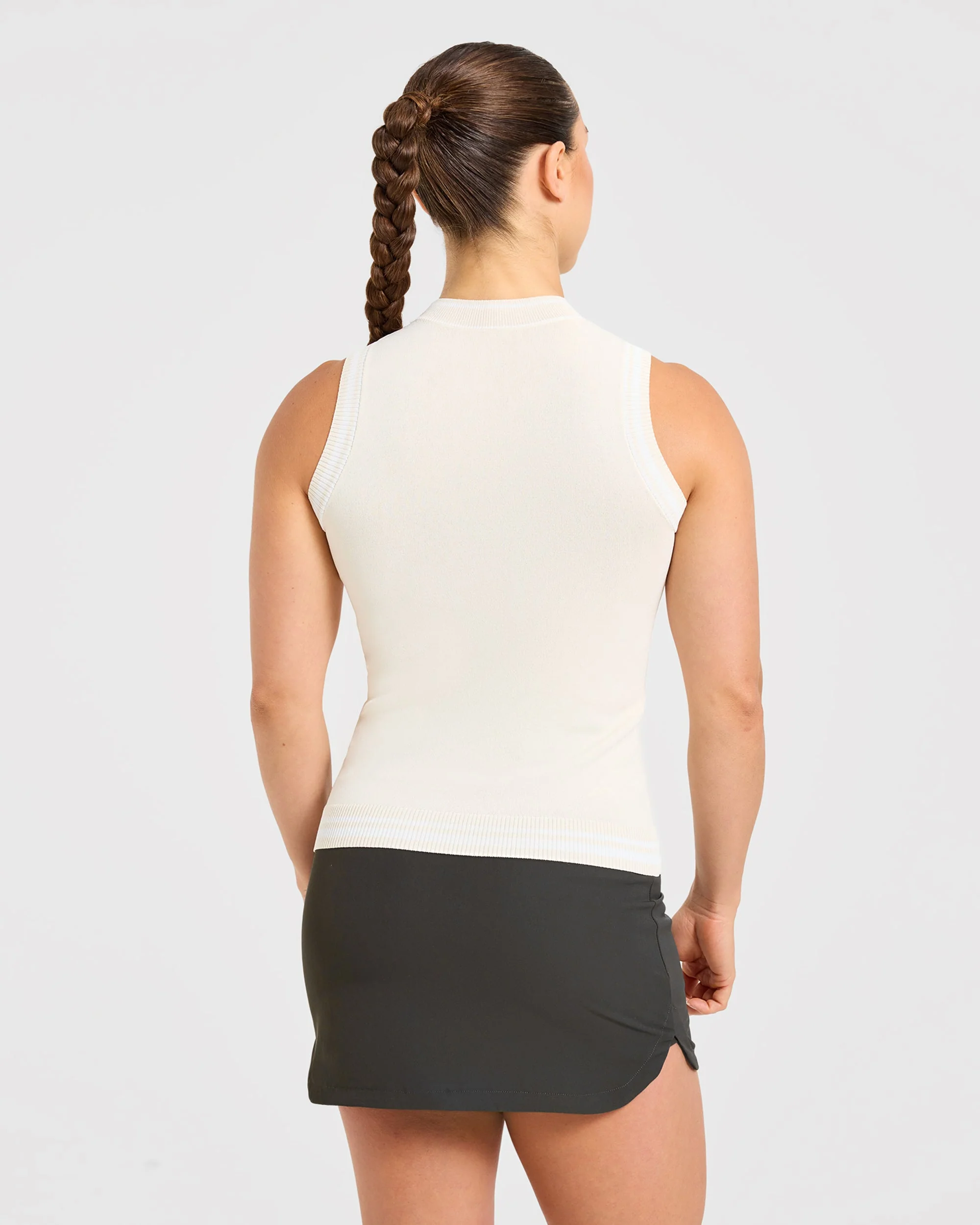 Classic Knitted High Neck Vest - Beige - Image 2