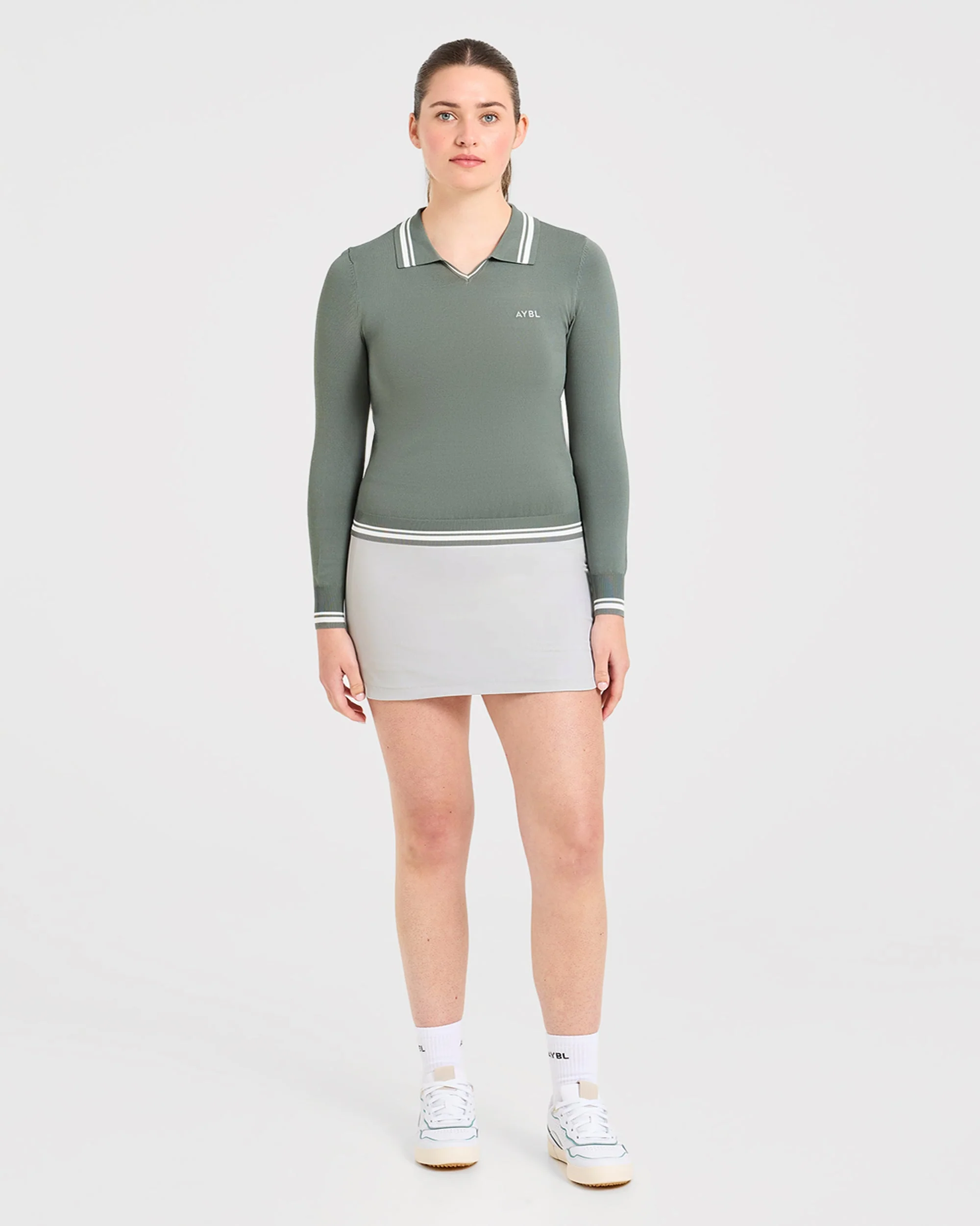 Classic Knitted Long Sleeve Polo - Hillside Groen - Image 3