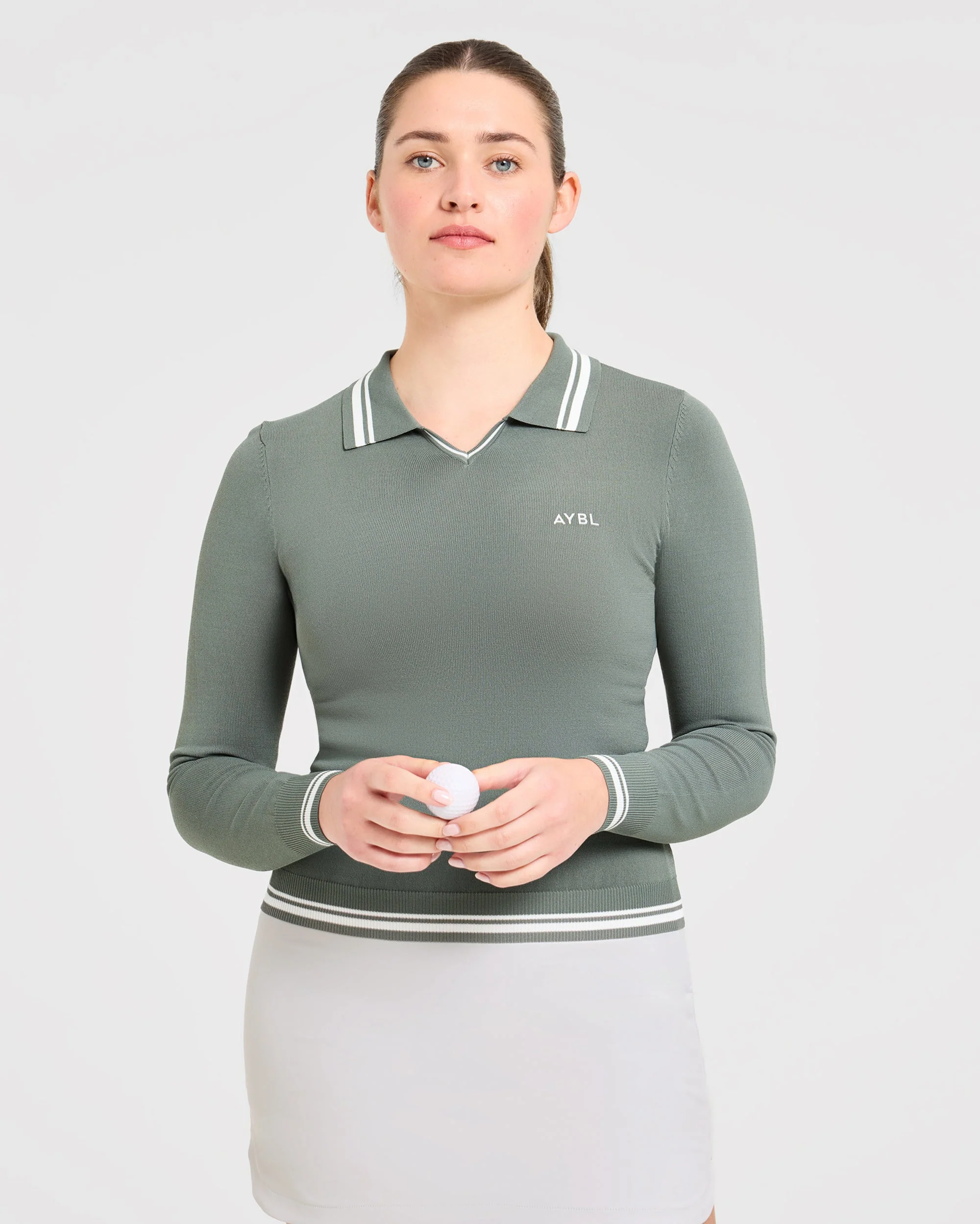 Classic Knitted Long Sleeve Polo - Hillside Groen - Image 7