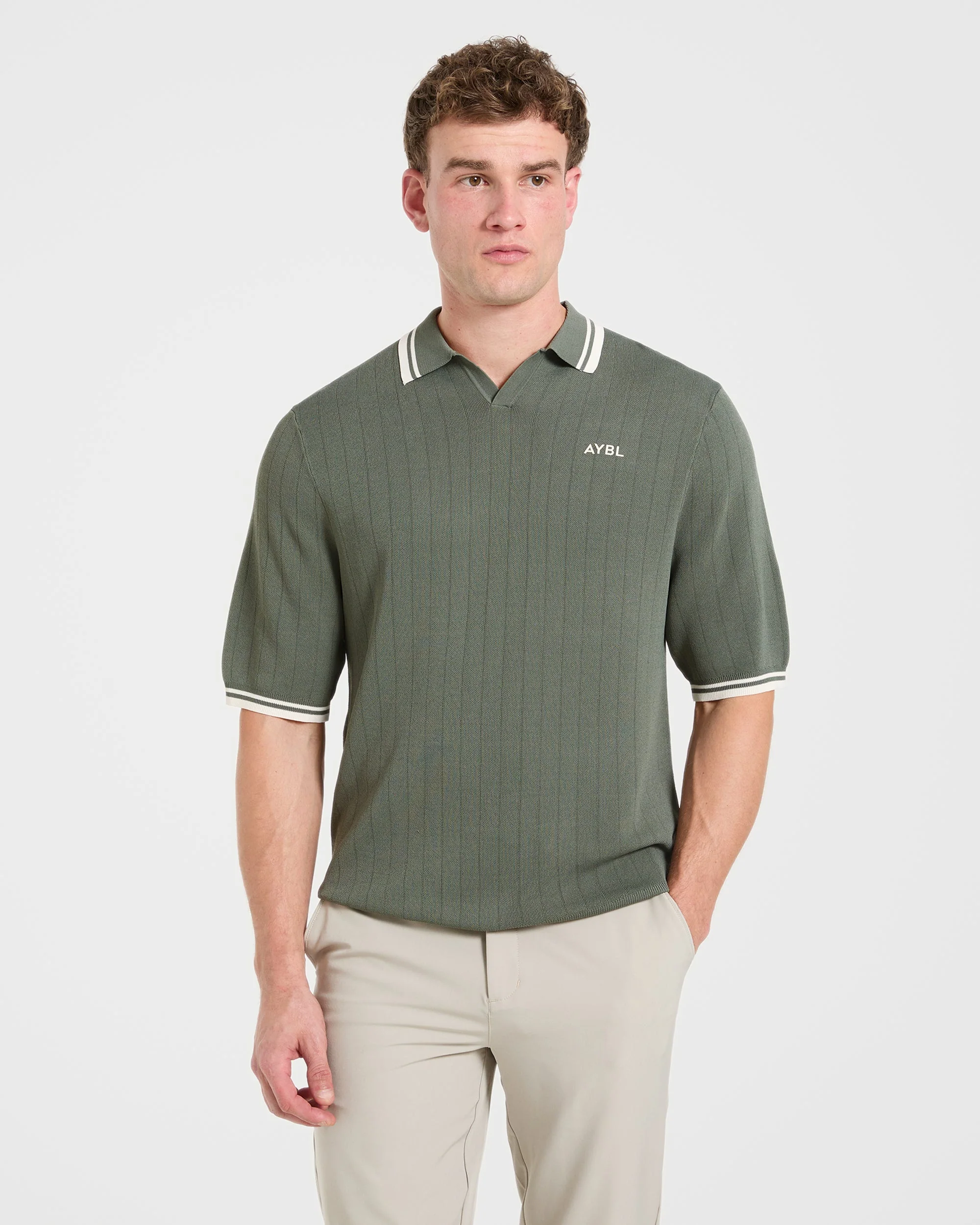 Classic Knitted Polo - Hillside Groen