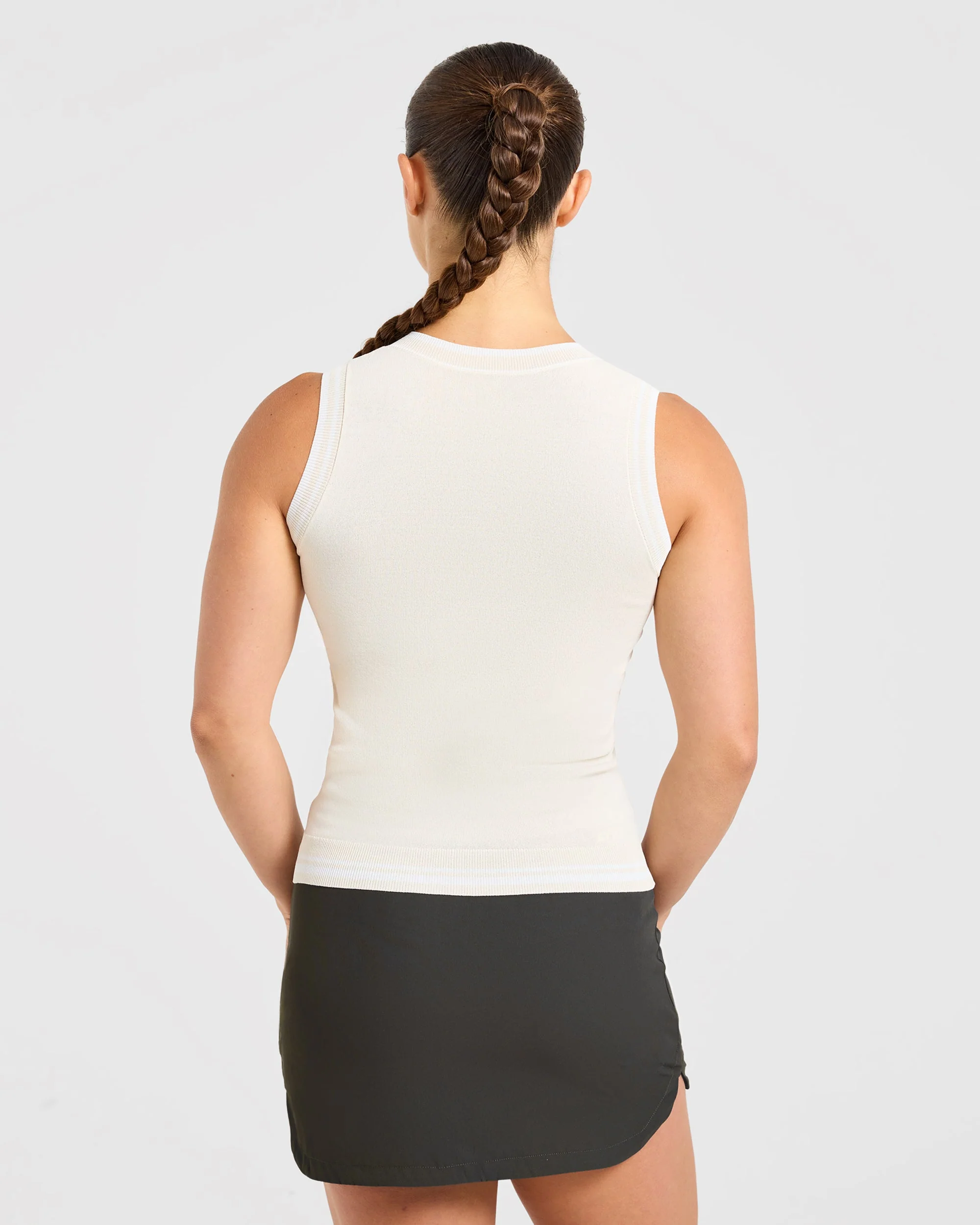 Classic Knitted V Neck Vest - Beige - Image 2