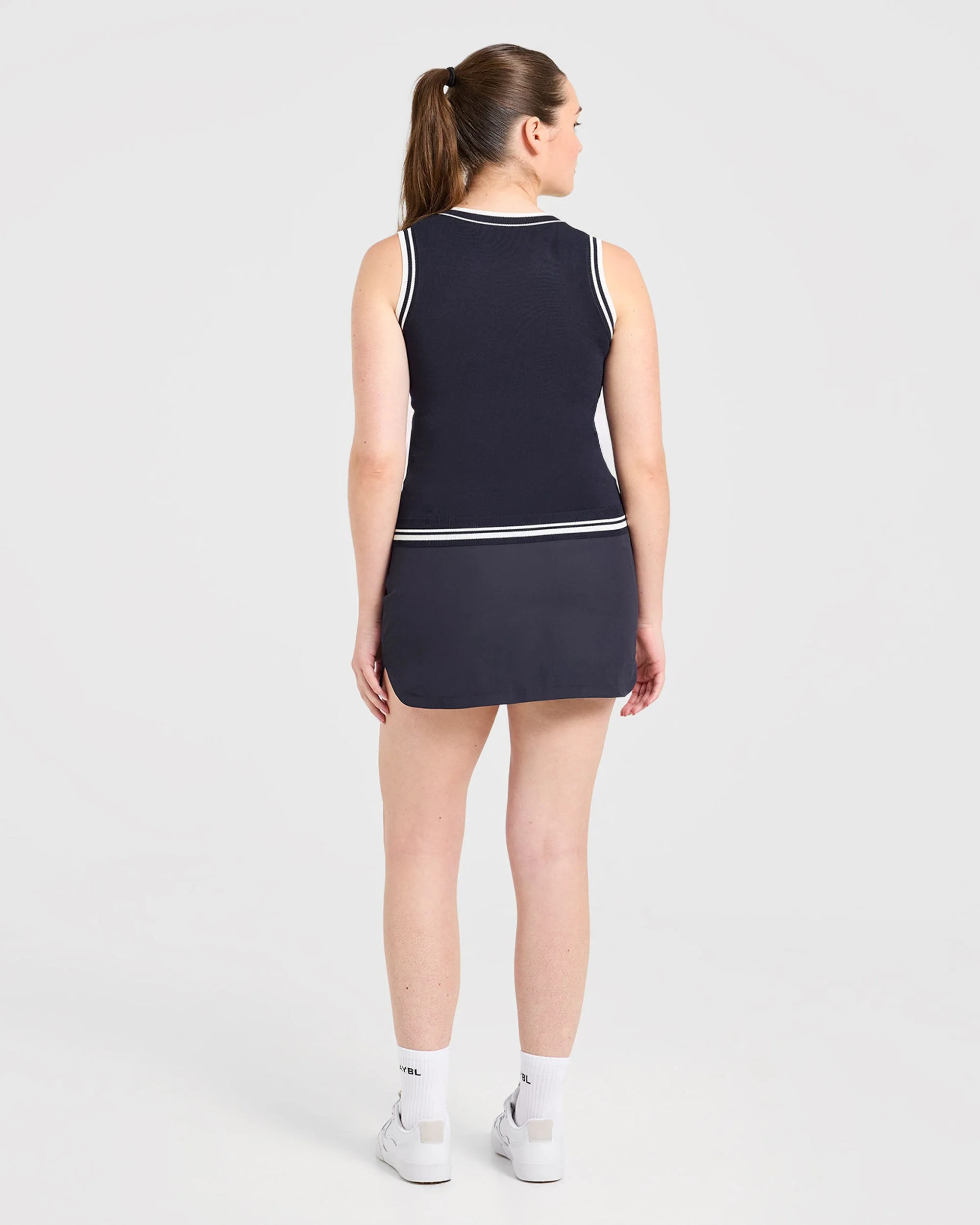 Classic Knitted V Neck Vest - Navy - Image 4