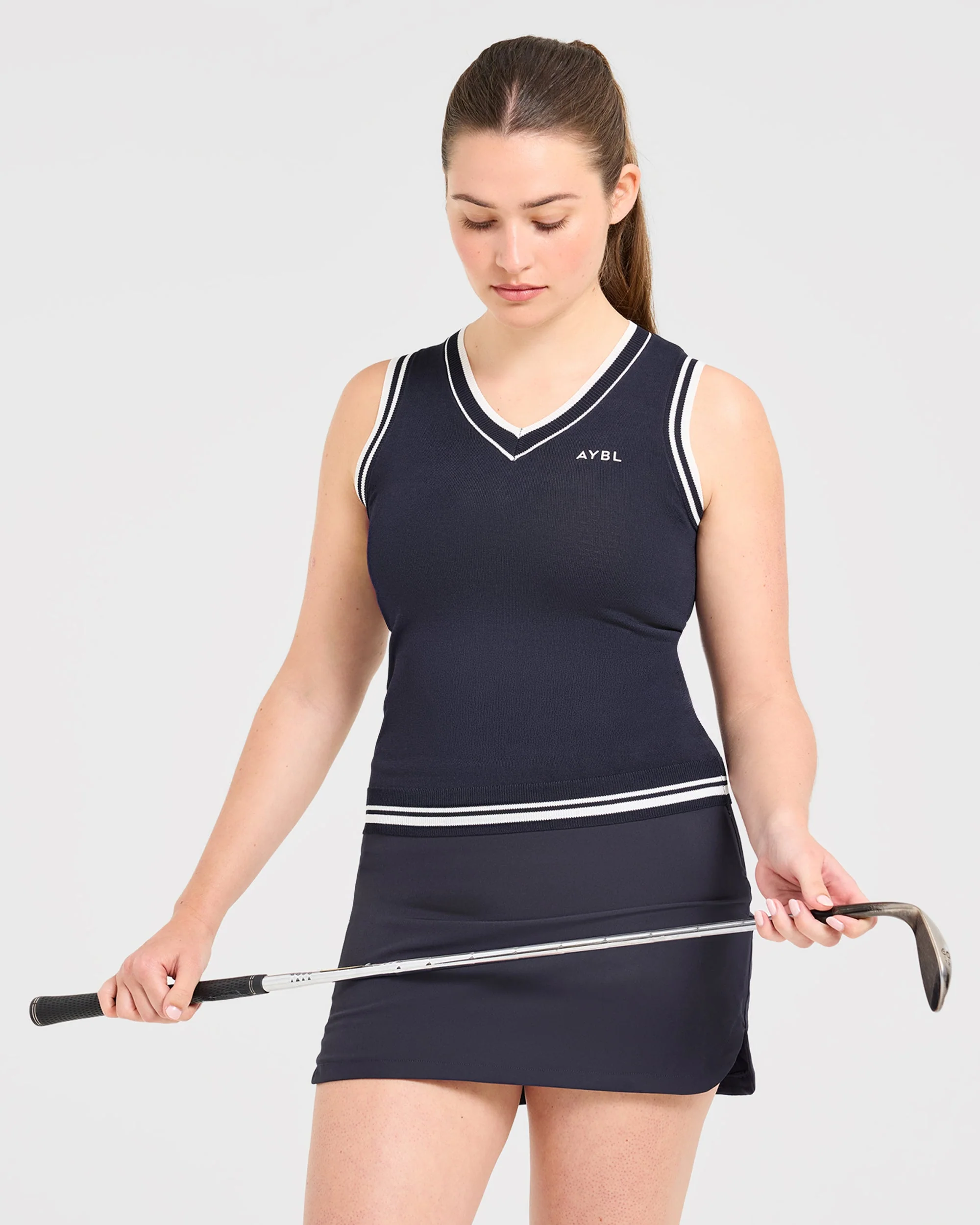 Classic Knitted V Neck Vest - Navy - Image 8