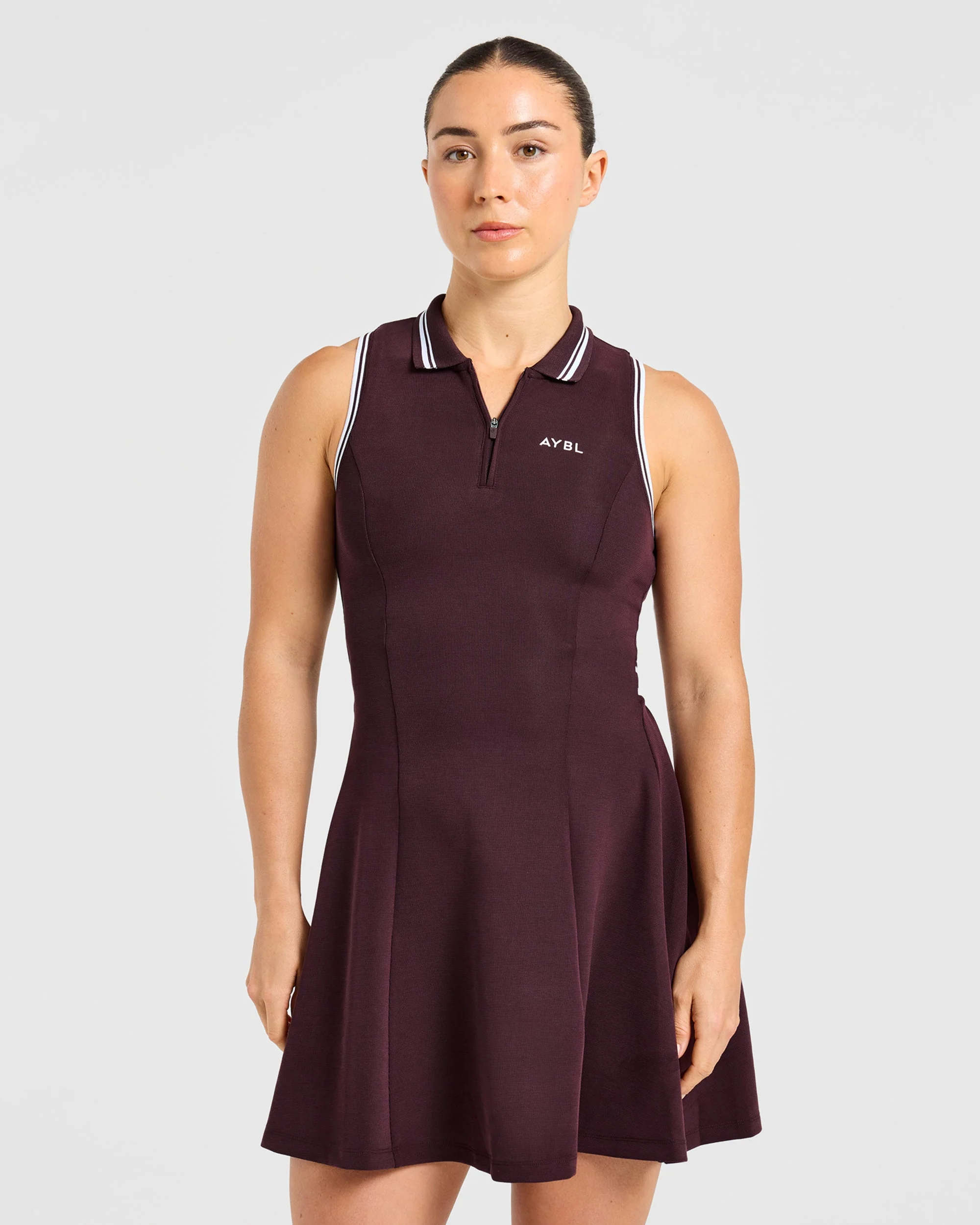 Classic Pleated Dress - Burgundy