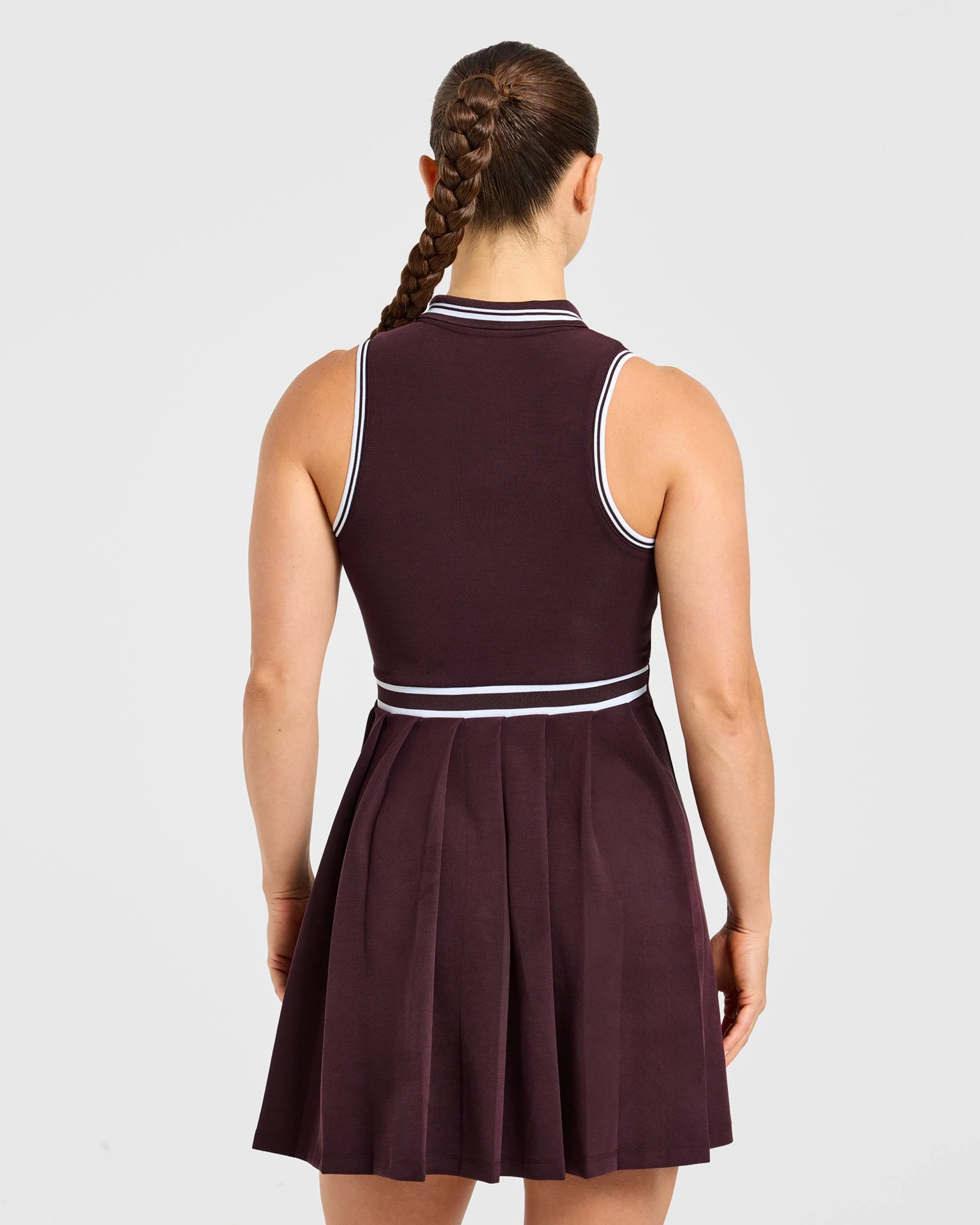 Classic Pleated Dress - Burgundy - Image 2