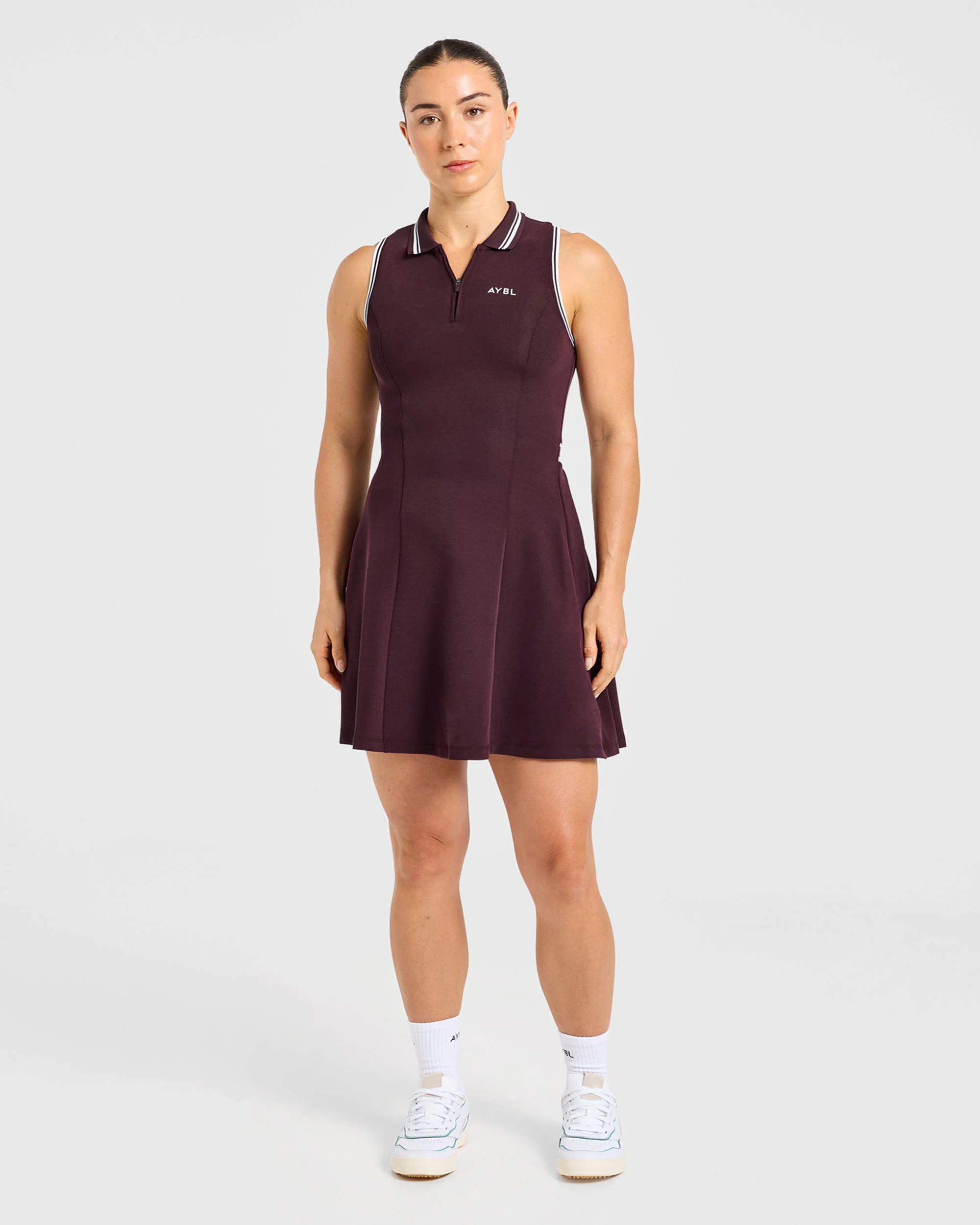 Classic Pleated Dress - Burgundy - Image 3