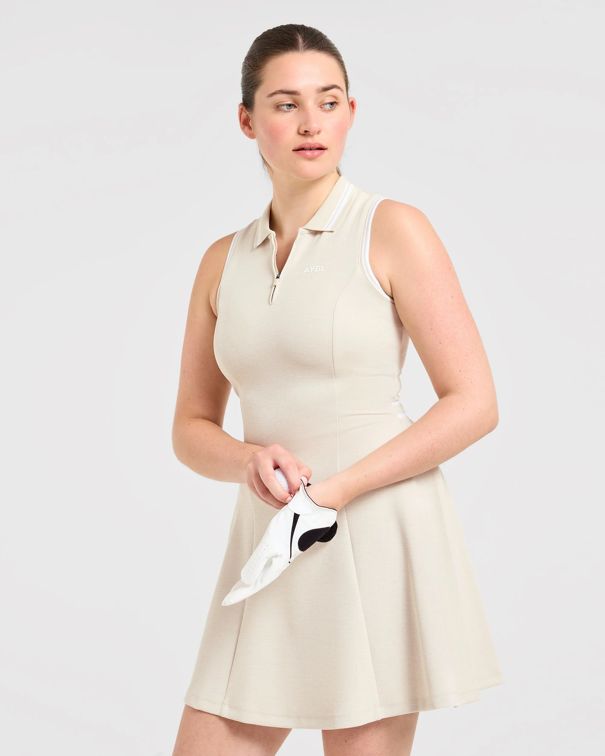 Classic Pleated Dress - Sand - Image 8
