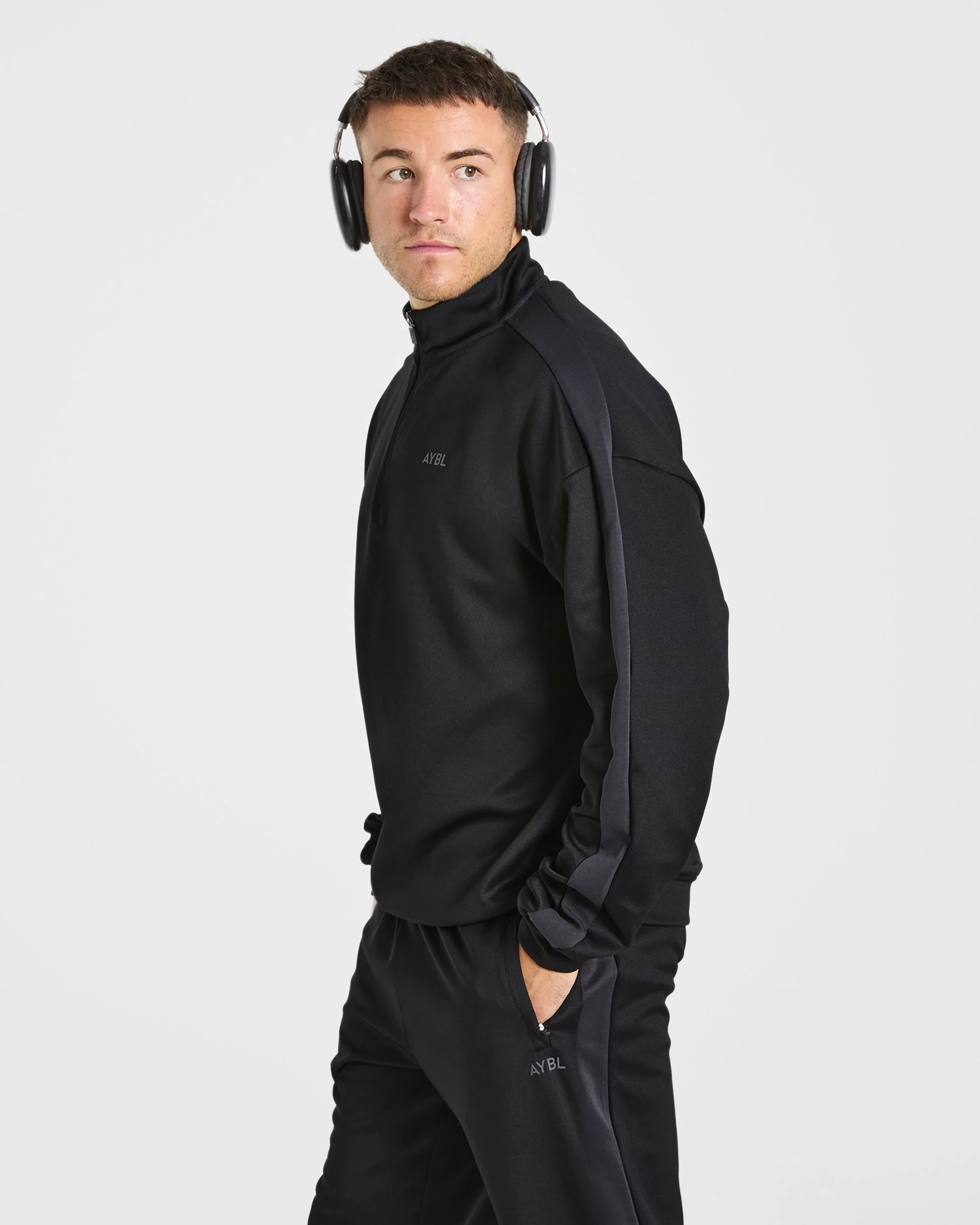 Classic Track 1/4 Zip Pullover - Zwart/Charcoal - Image 7