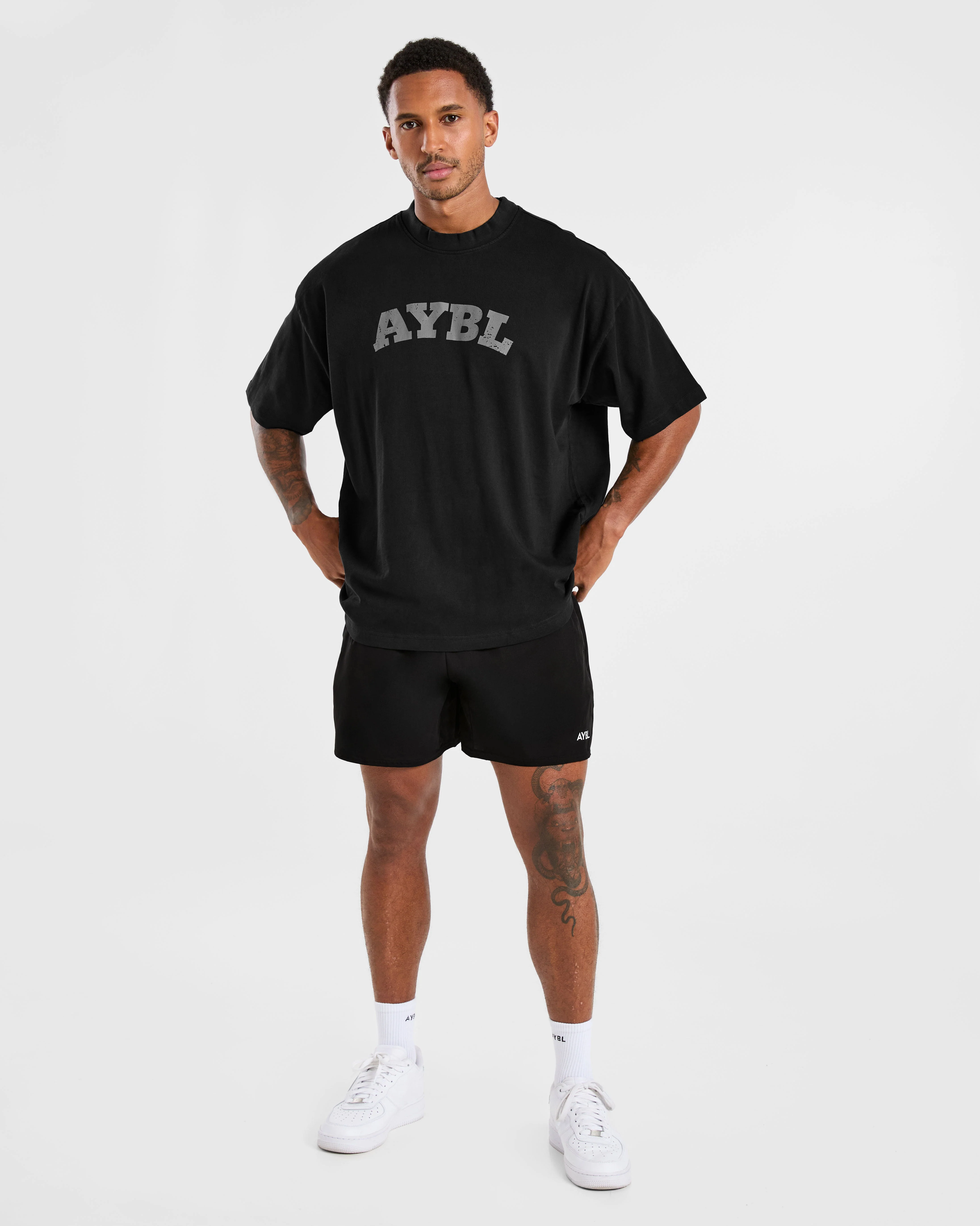 Elite Oversized T Shirt- Zwart/Charcoal - Image 3