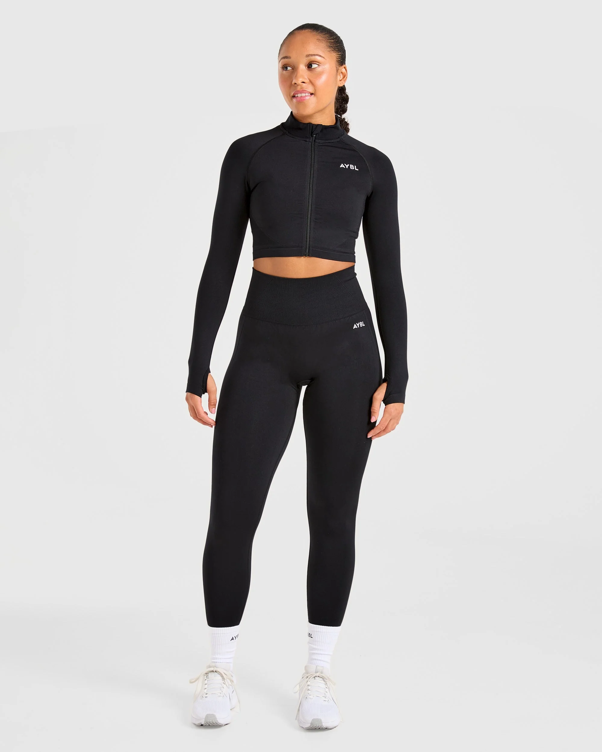 Empower Seamless Crop Zip Jacket - Zwart - Image 3