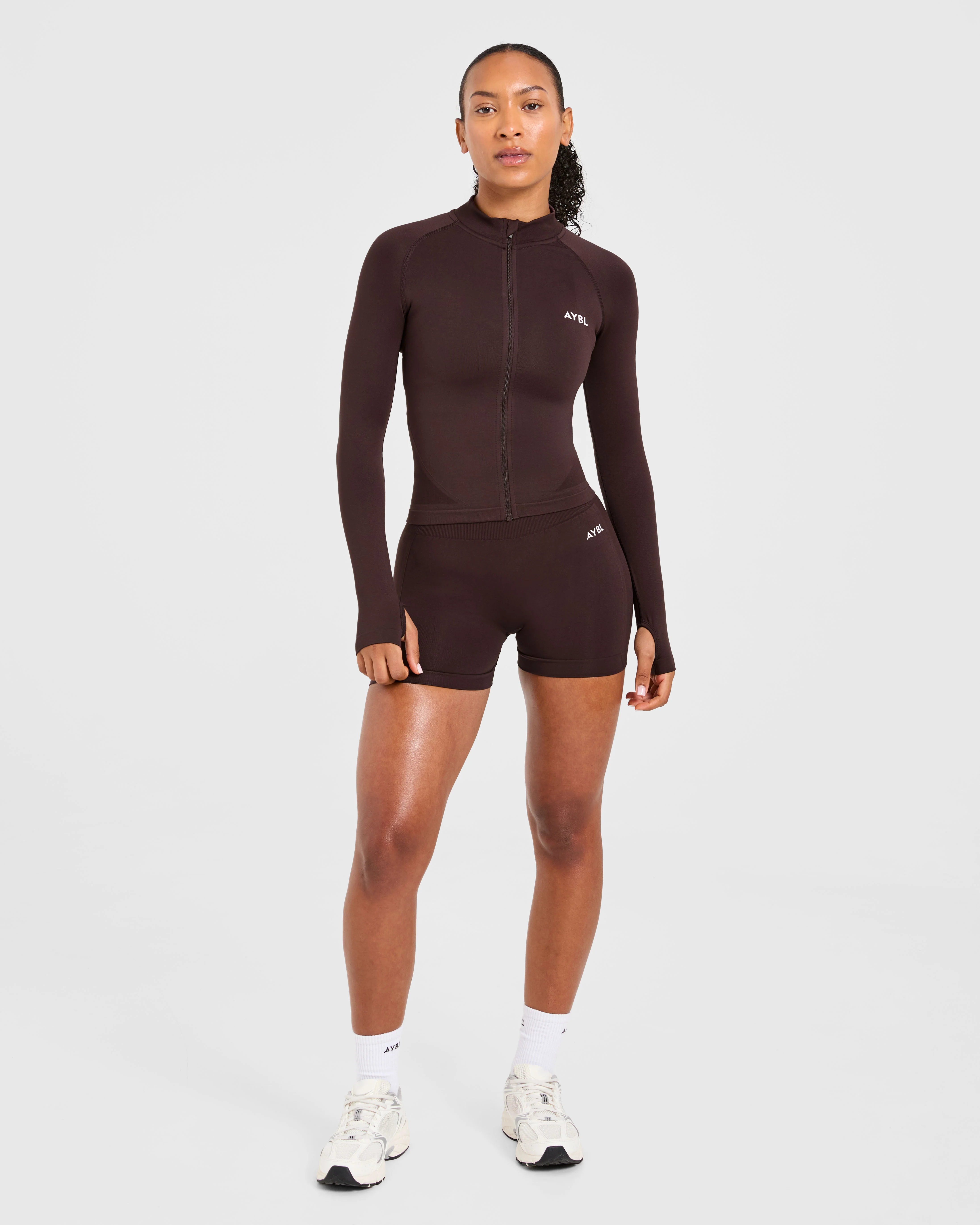 Empower Seamless Full Zip Jacket - Cocoa Bruin - Image 3
