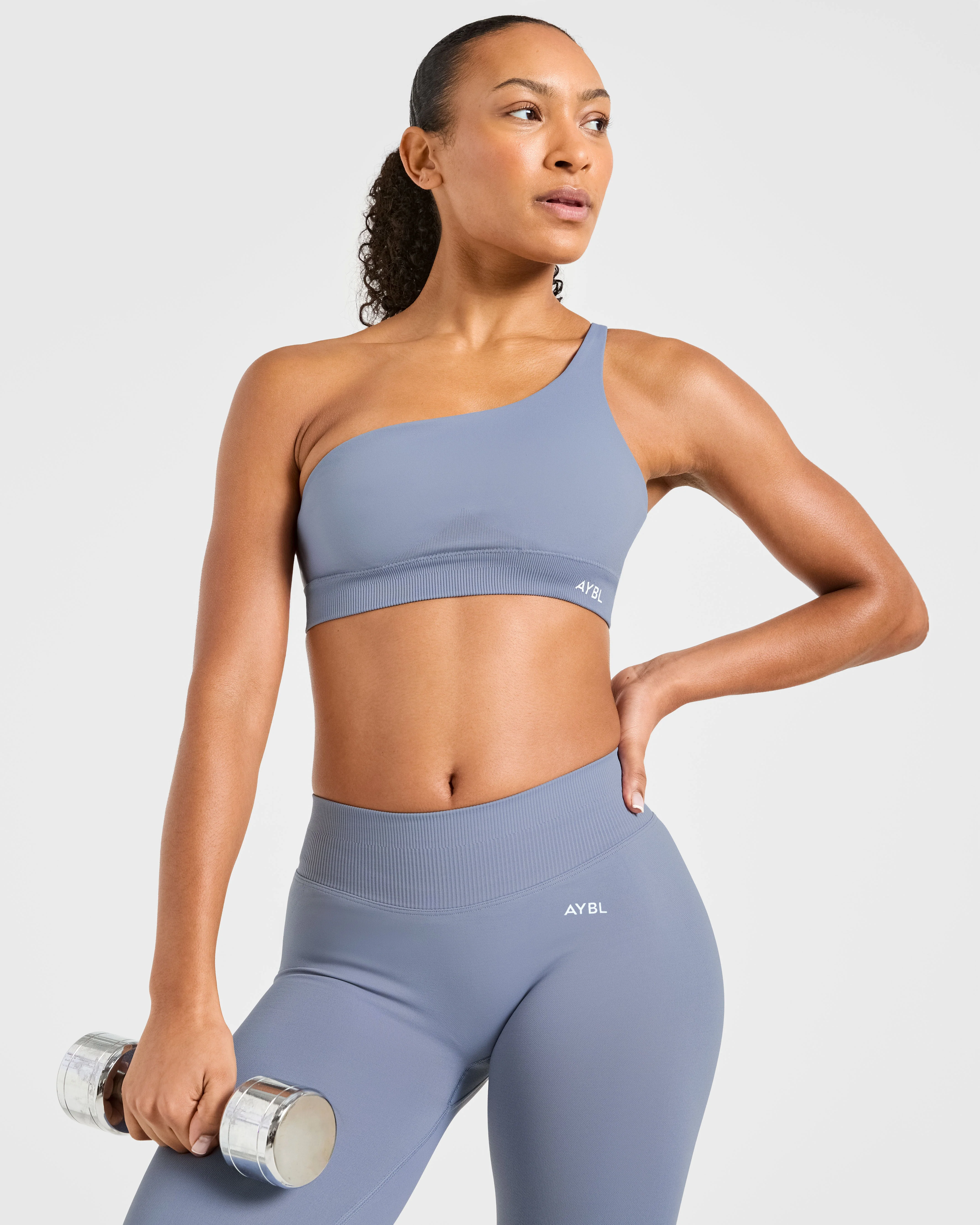 Enhance Seamless One Shoulder Sports Bra - Slate Blauw - Image 7