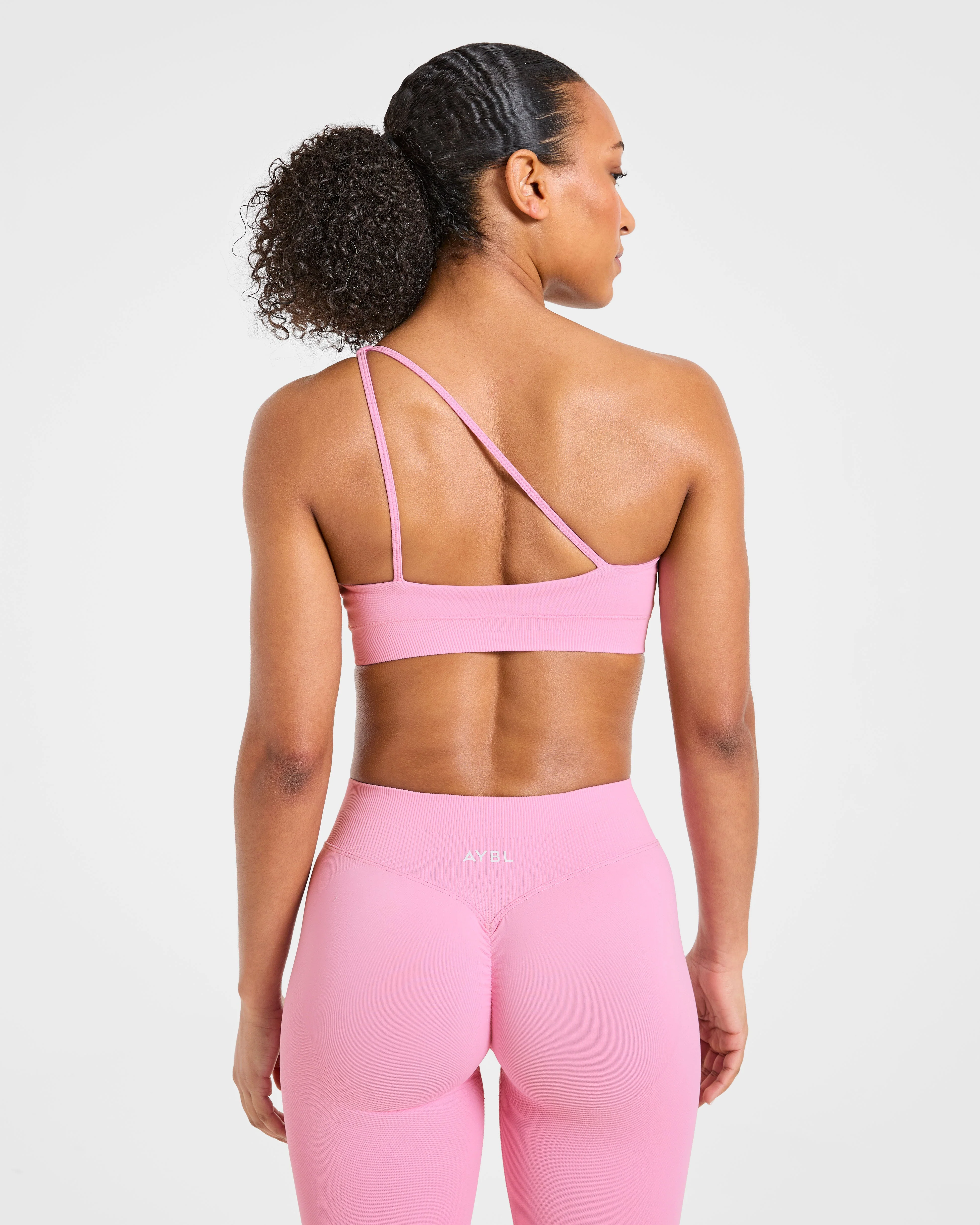 Enhance Seamless One Shoulder Sports Bra - Sugar Roze - Image 2