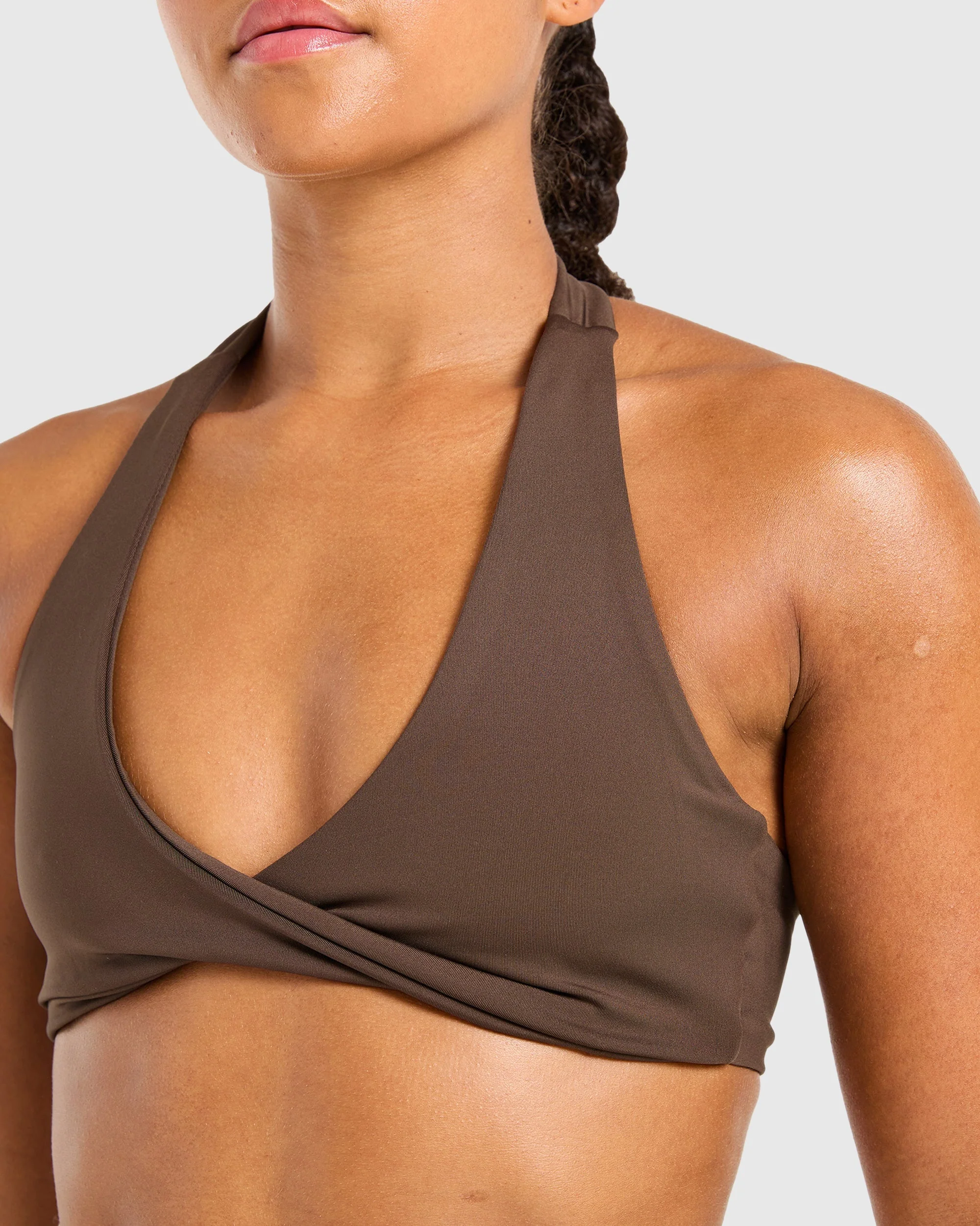 Essential Halterneck Sports Bra - Deep Cocoa Bruin - Image 5