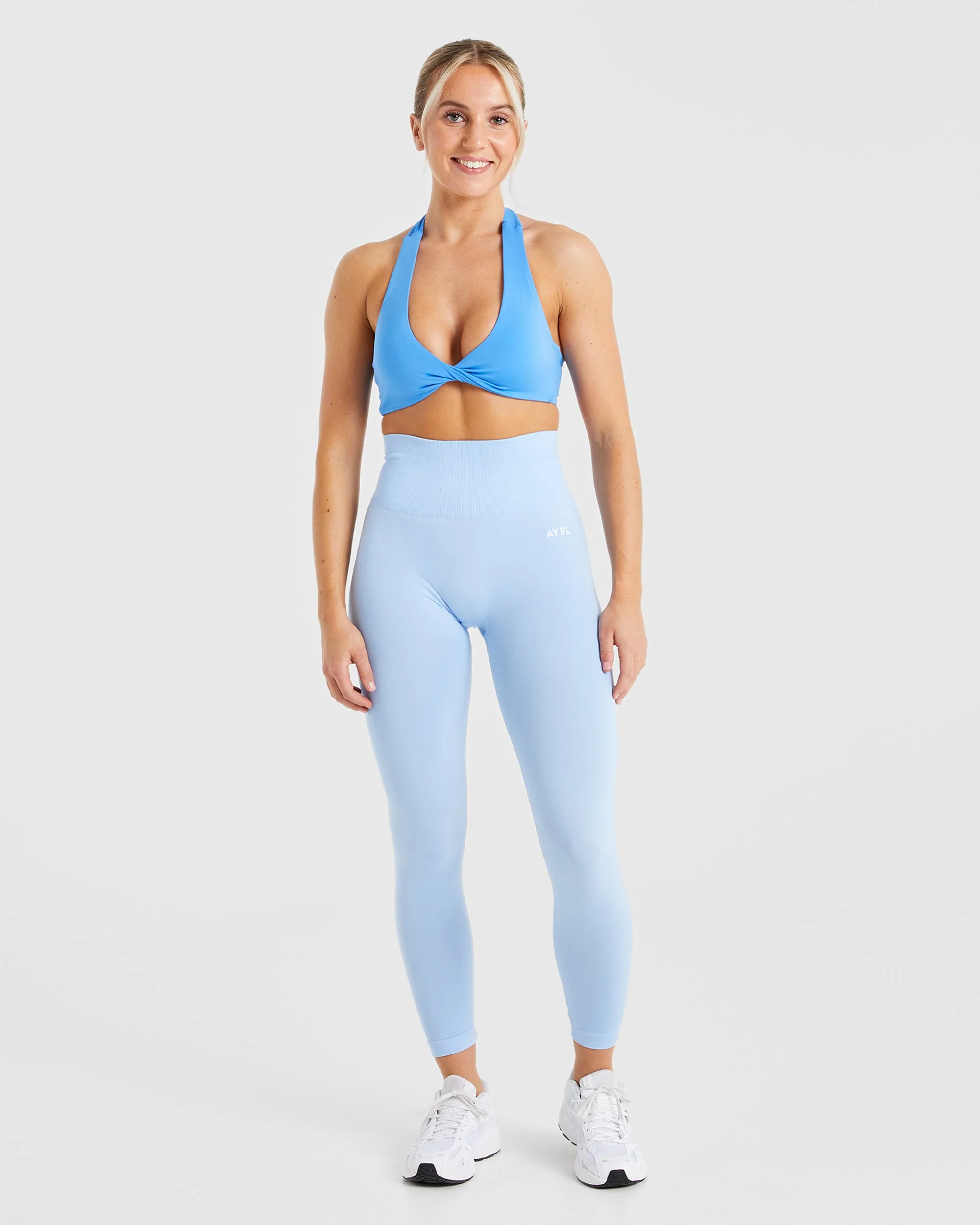 Essential Halterneck Sports Bra - Zomerblauw - Image 3