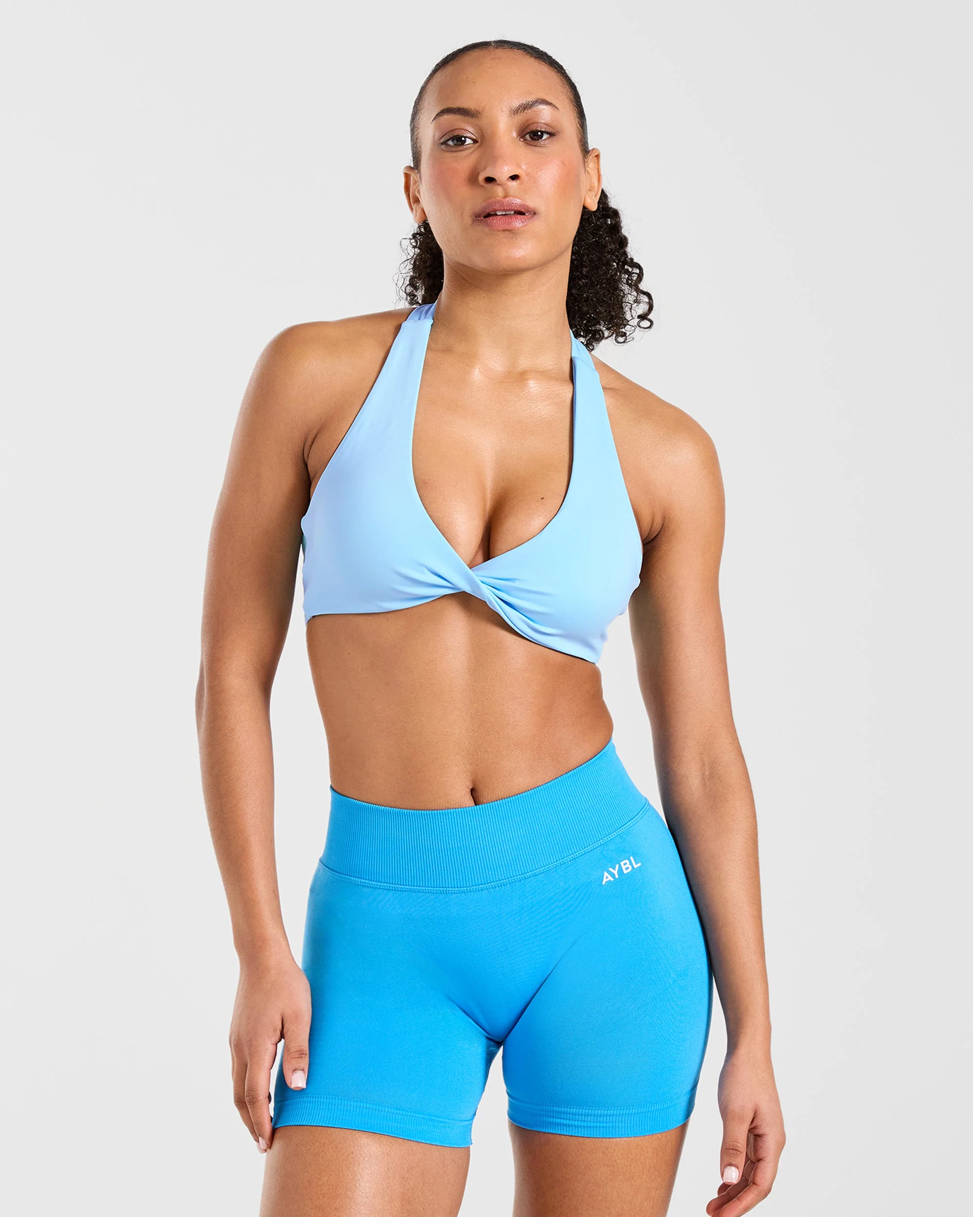Essential Halterneck Sports Bra - Vibrant Blauw