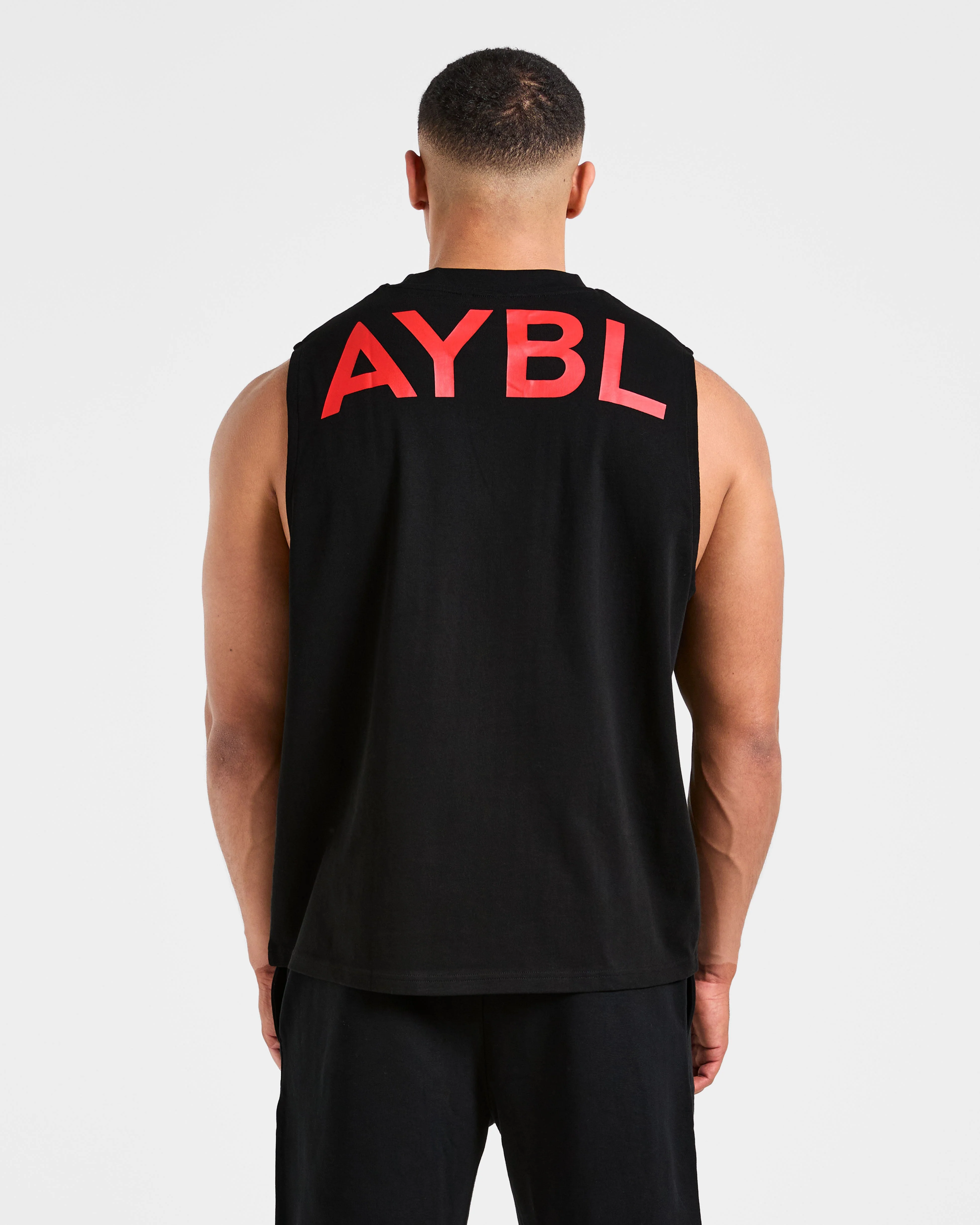 Essential Oversized Graphic Tank - Zwart/Rood