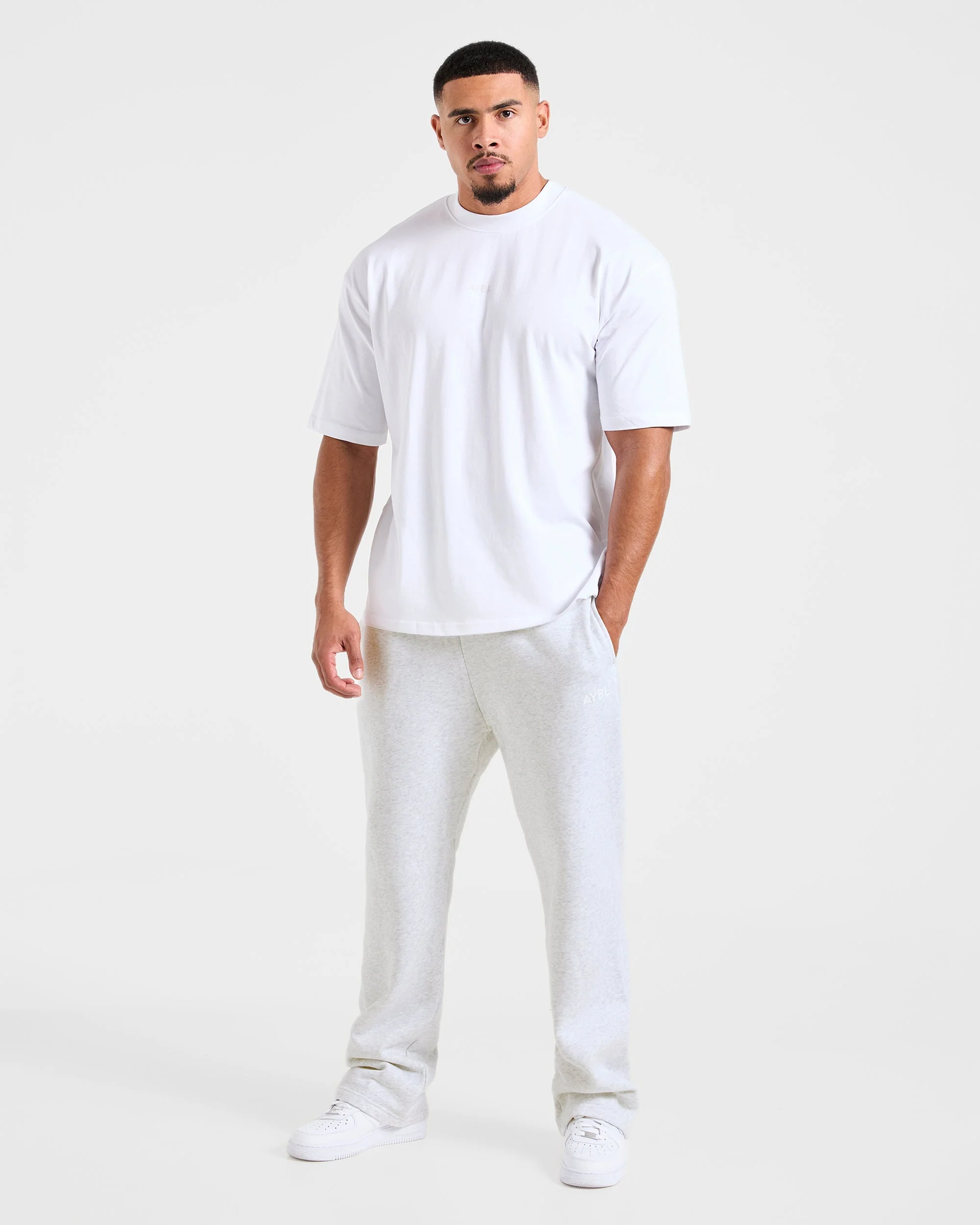 Essential Oversized Straight Leg Joggers - Grijs Marl - Image 3