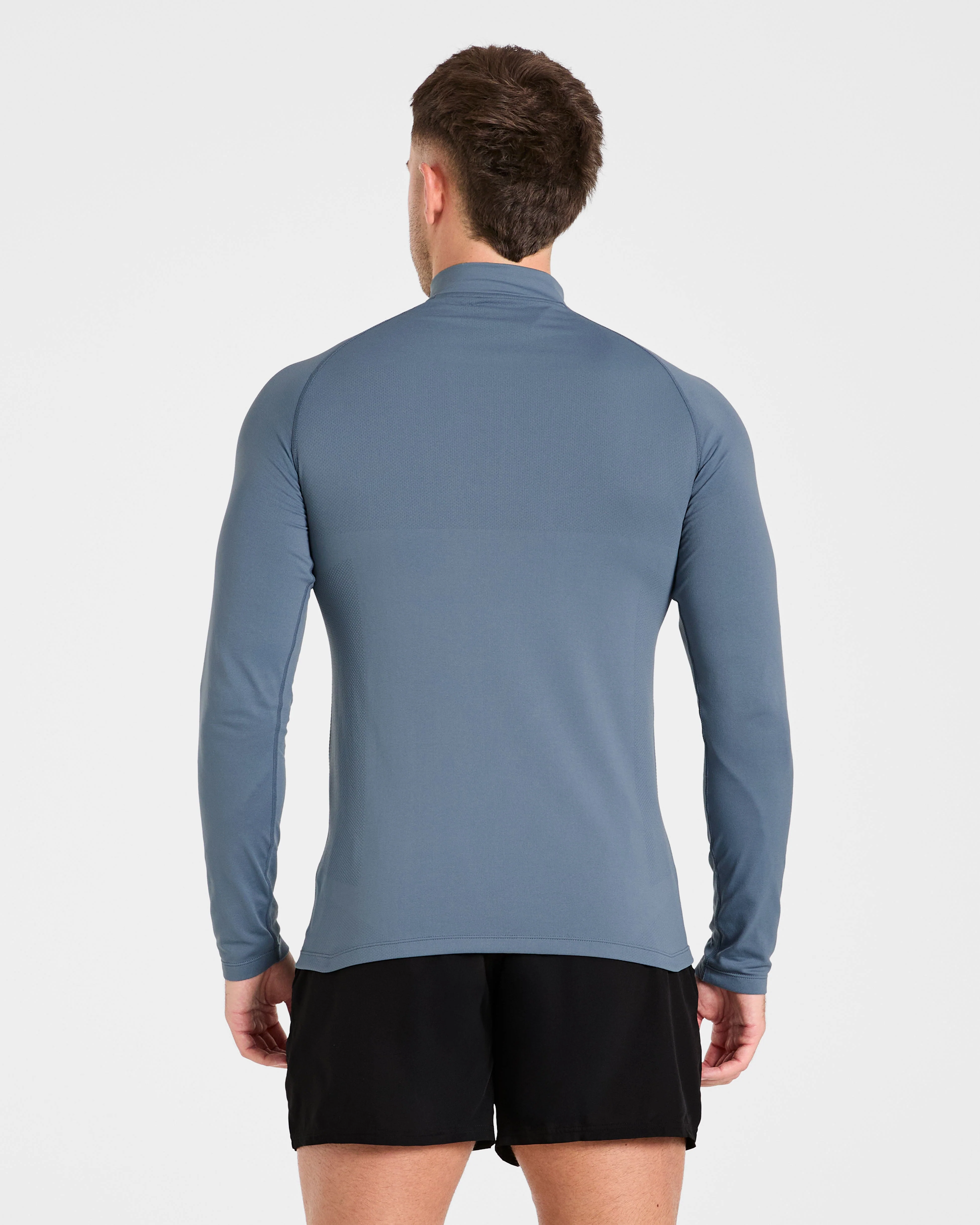 Essential Seamless 1/4 Zip Pullover - Slate Blauw - Image 2