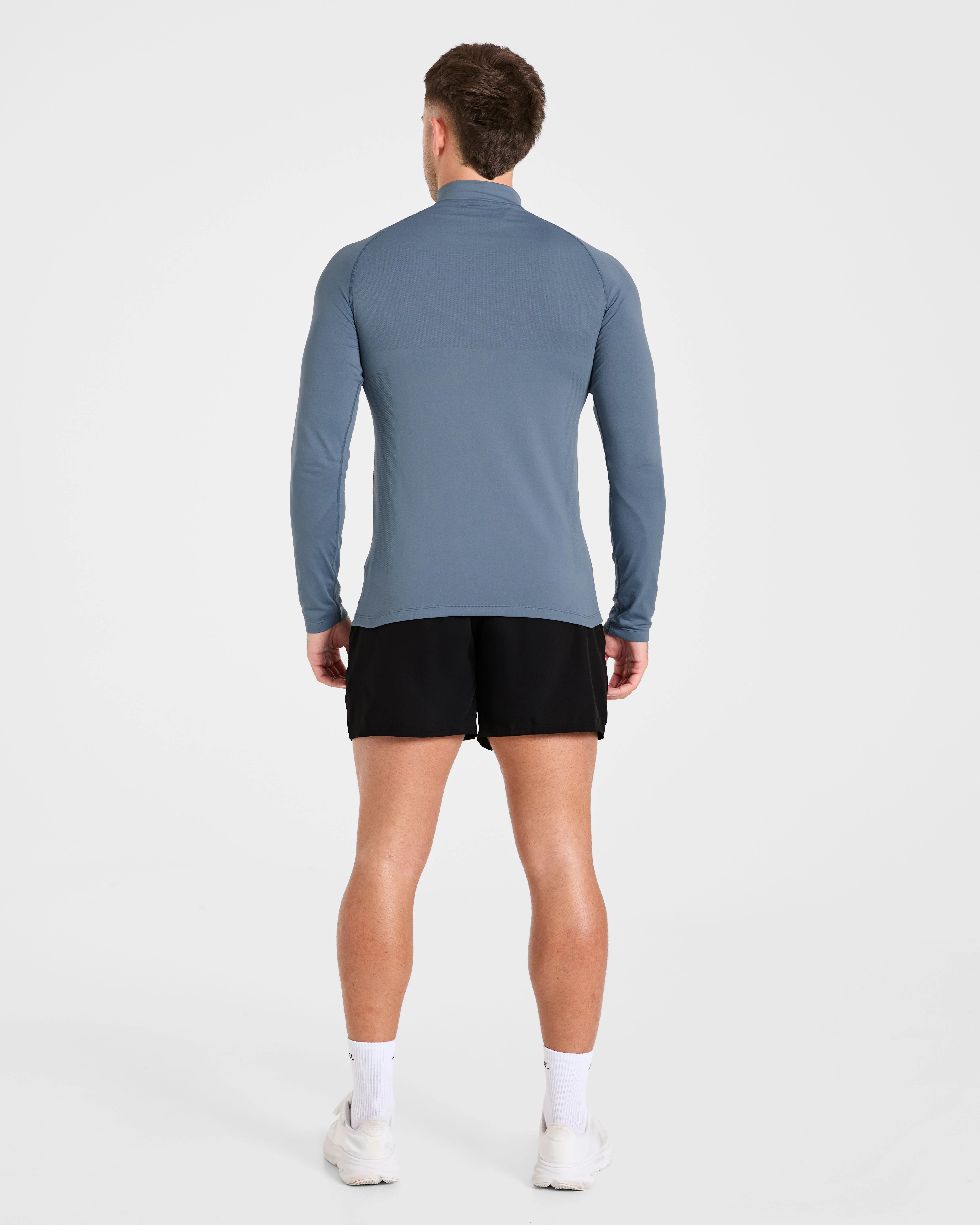 Essential Seamless 1/4 Zip Pullover - Slate Blauw - Image 4
