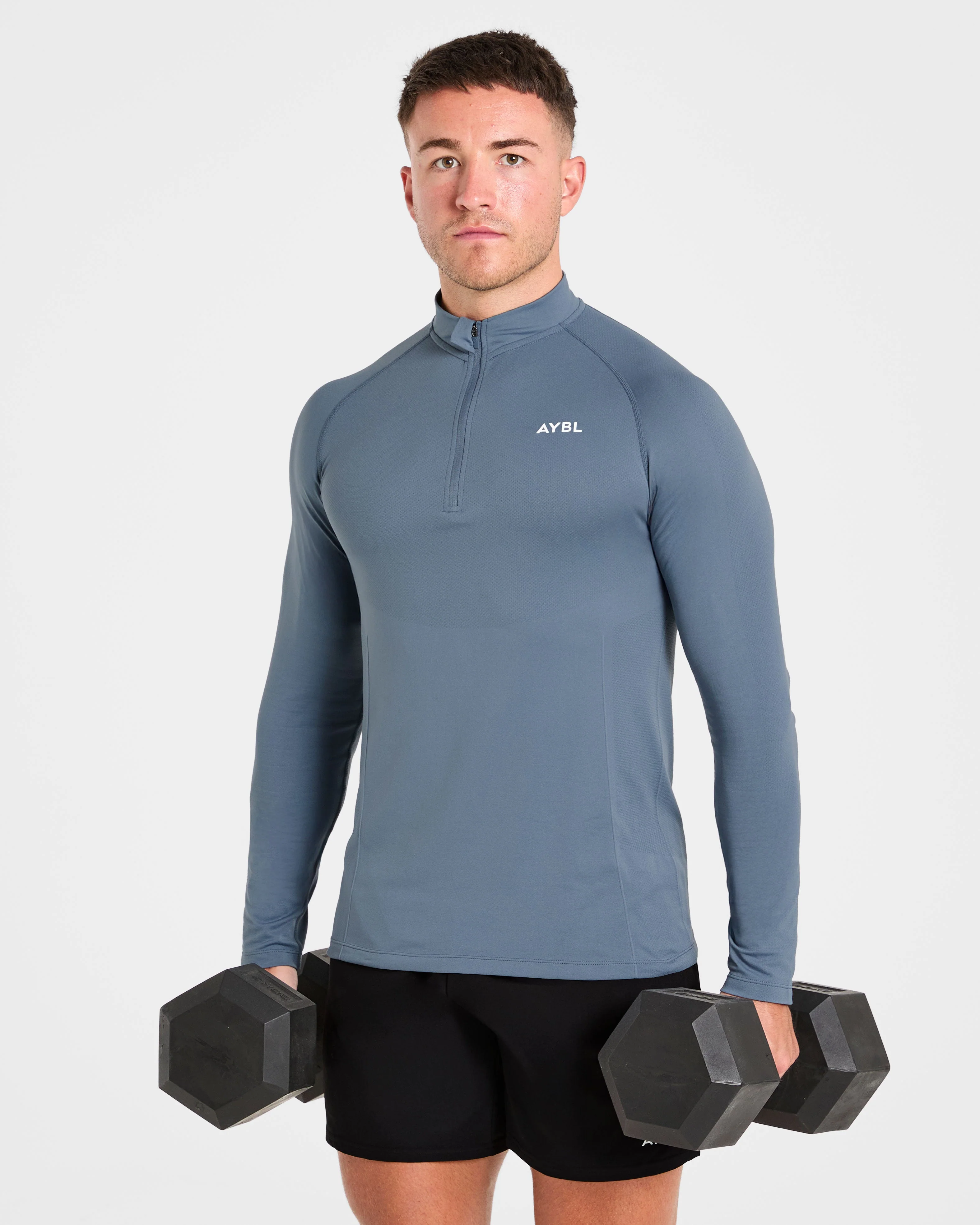 Essential Seamless 1/4 Zip Pullover - Slate Blauw - Image 7