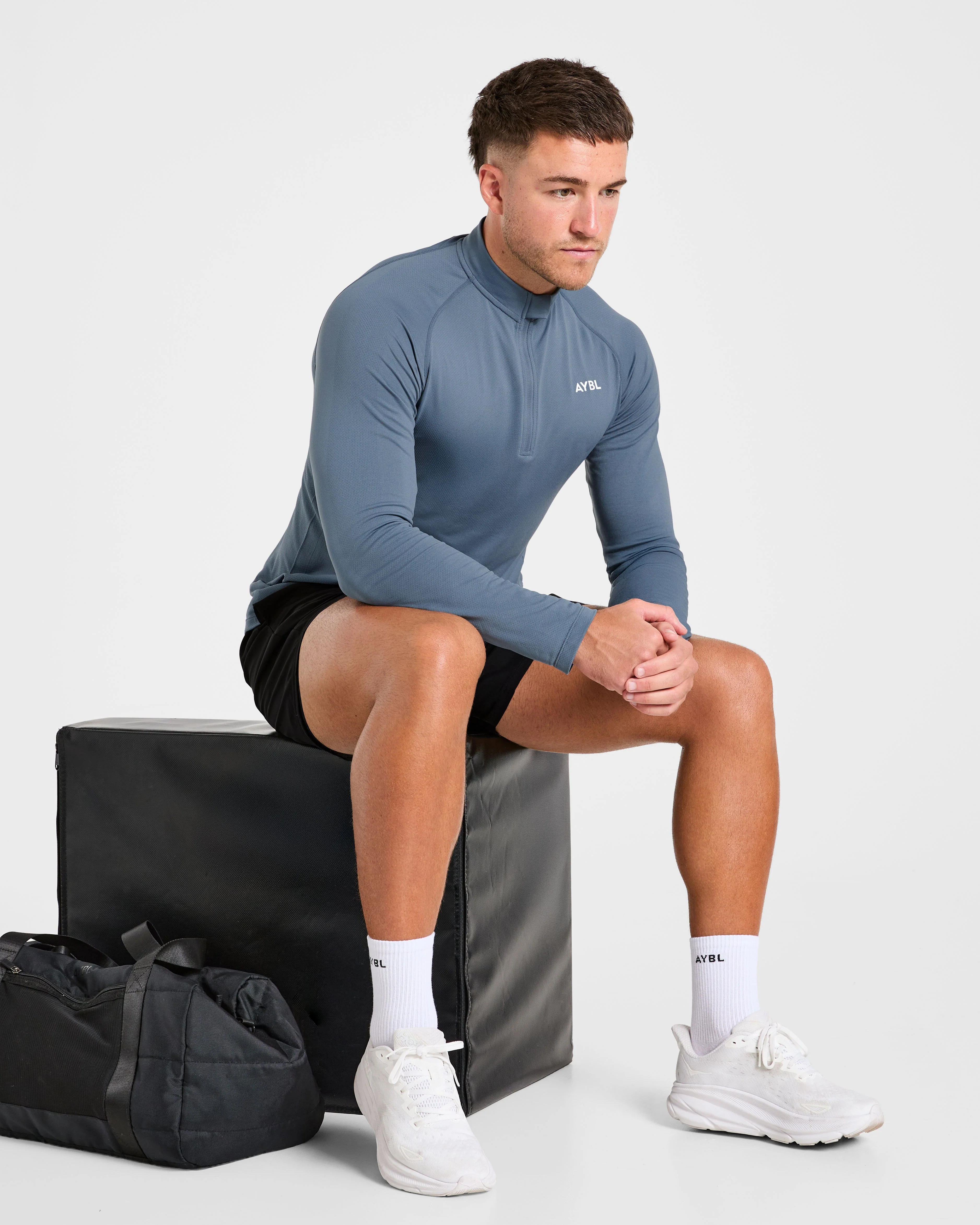 Essential Seamless 1/4 Zip Pullover - Slate Blauw - Image 8