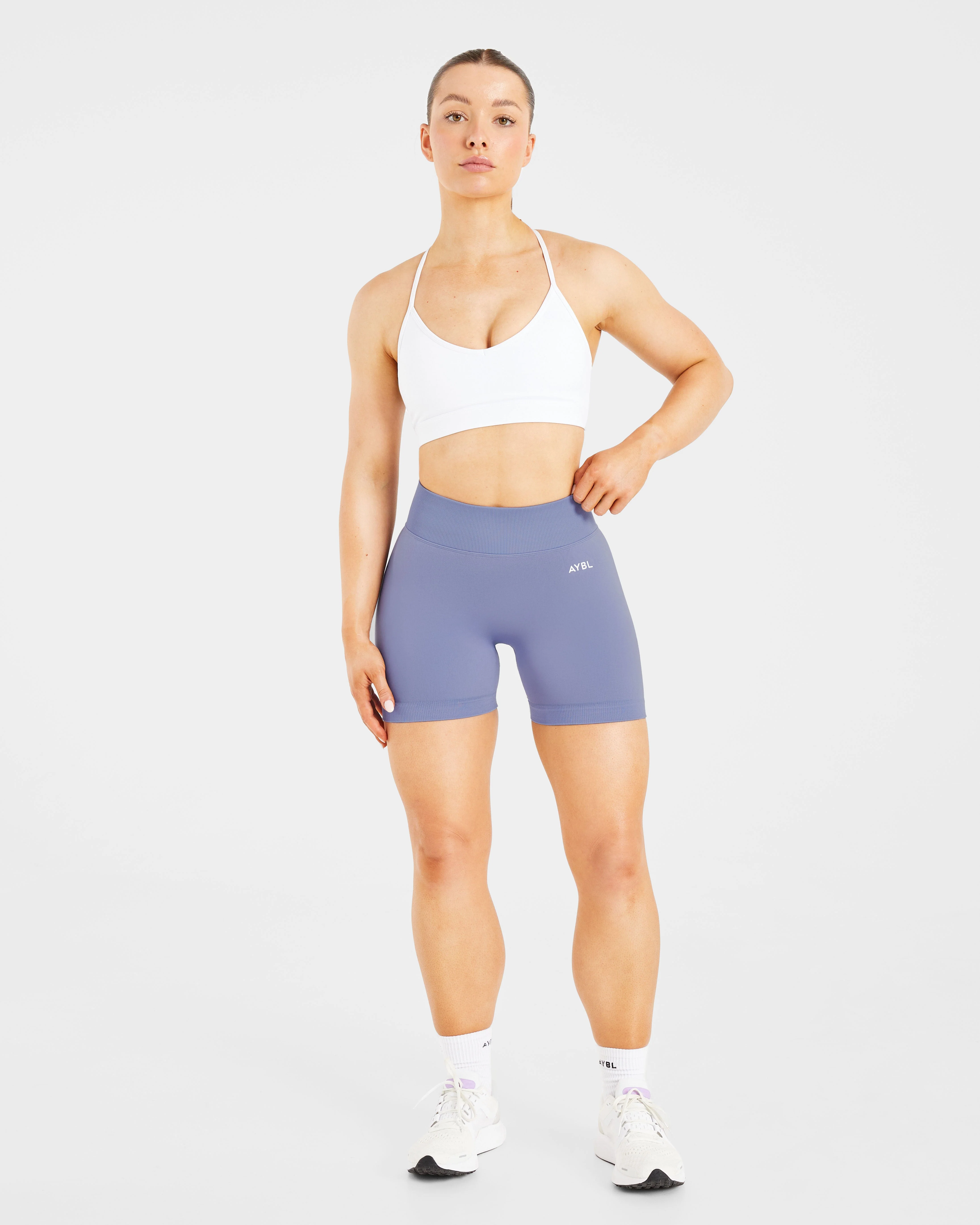 Essential V Neck Strappy Sports Bra - Wit - Image 3