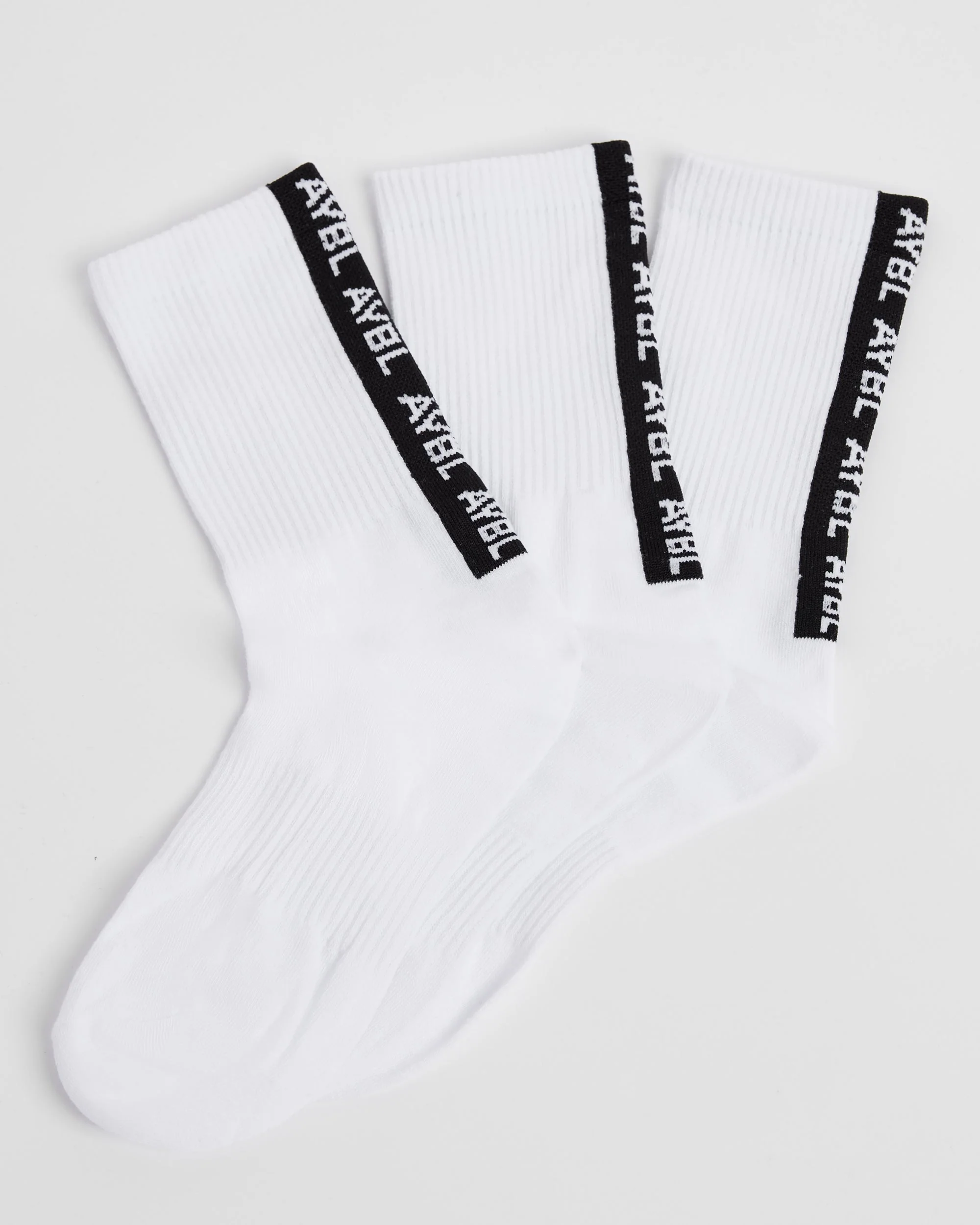 Everyday Back Stripe Crew Socks (3 Pack) - Wit - Image 2