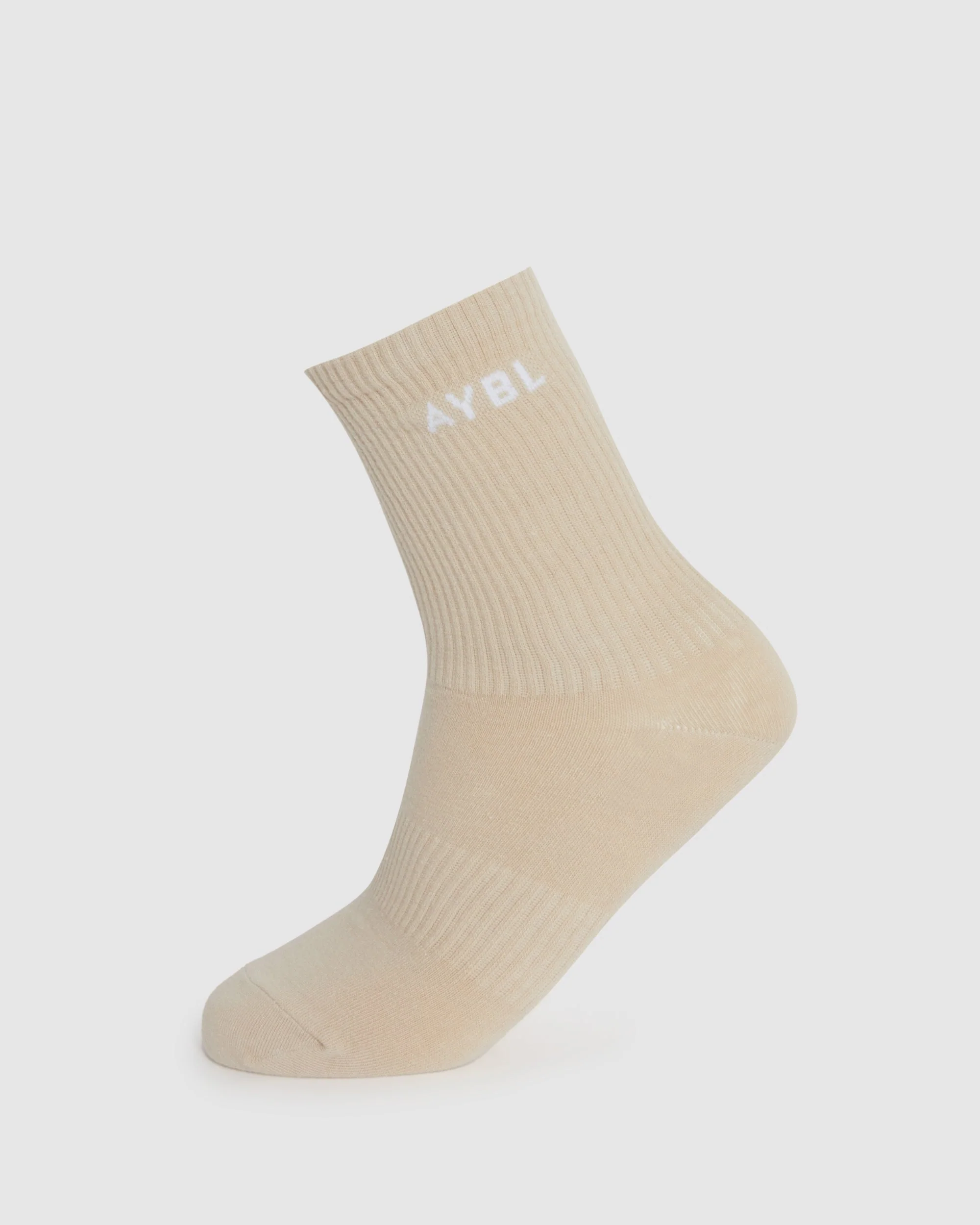 Everyday Crew Socks (3 Pack) - Khaki/Beige/Wit - Image 4