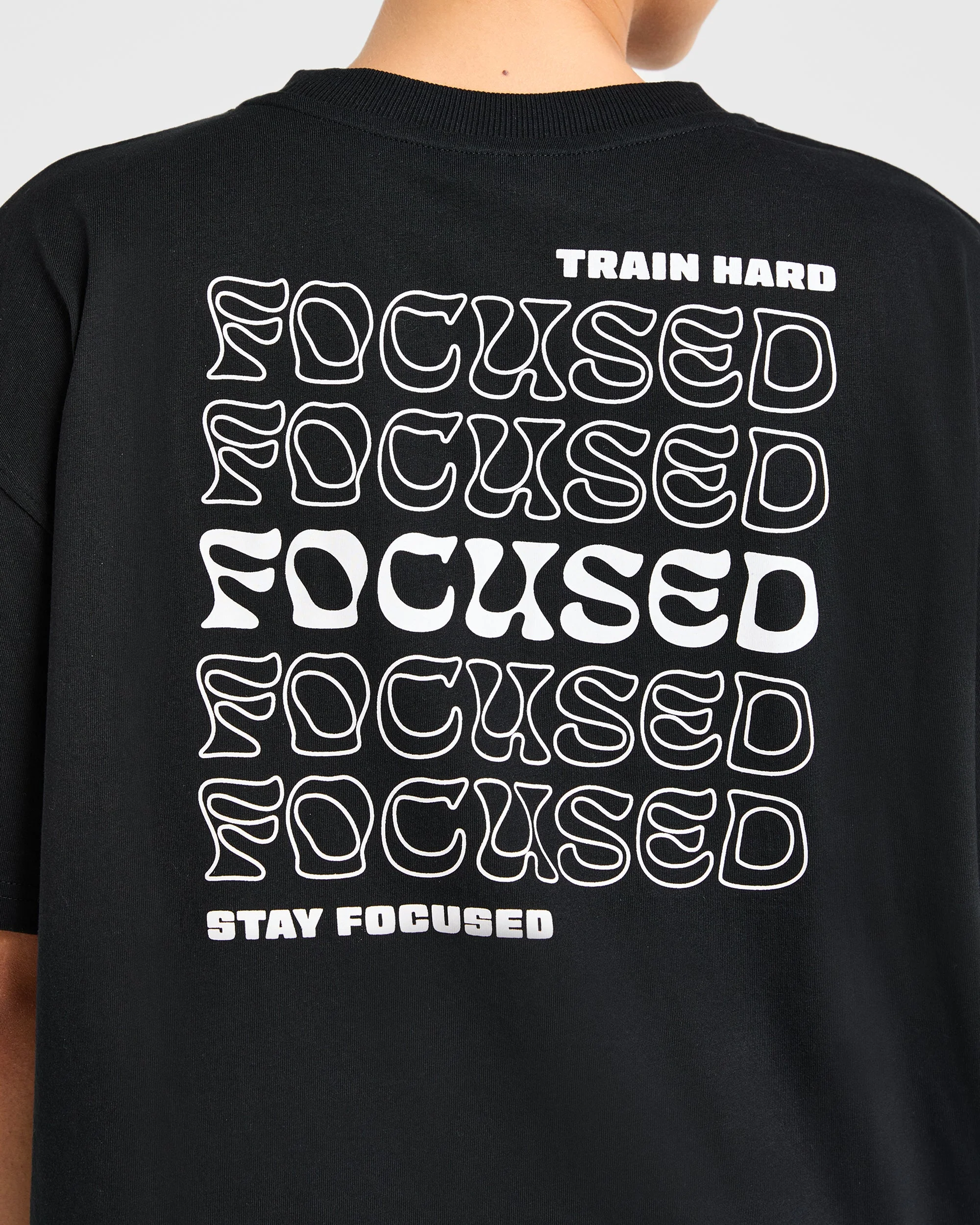 Focused Wavy Oversized T Shirt - Zwart - Image 6
