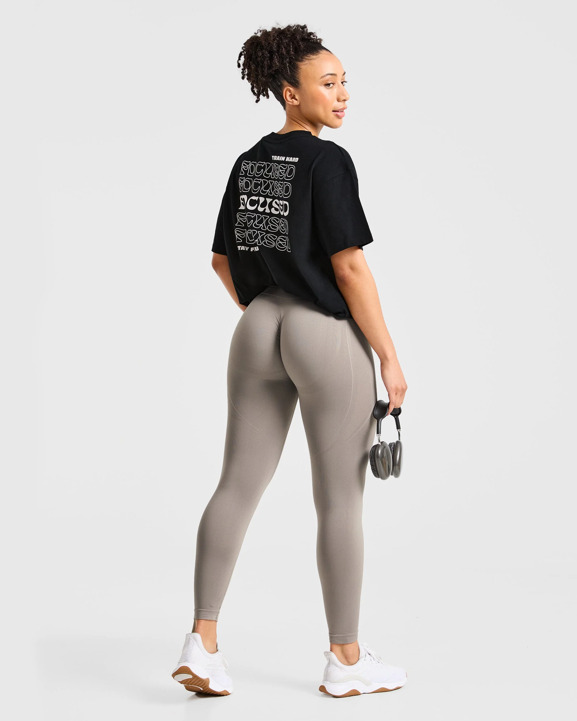 Focused Wavy Oversized T Shirt - Zwart - Image 7