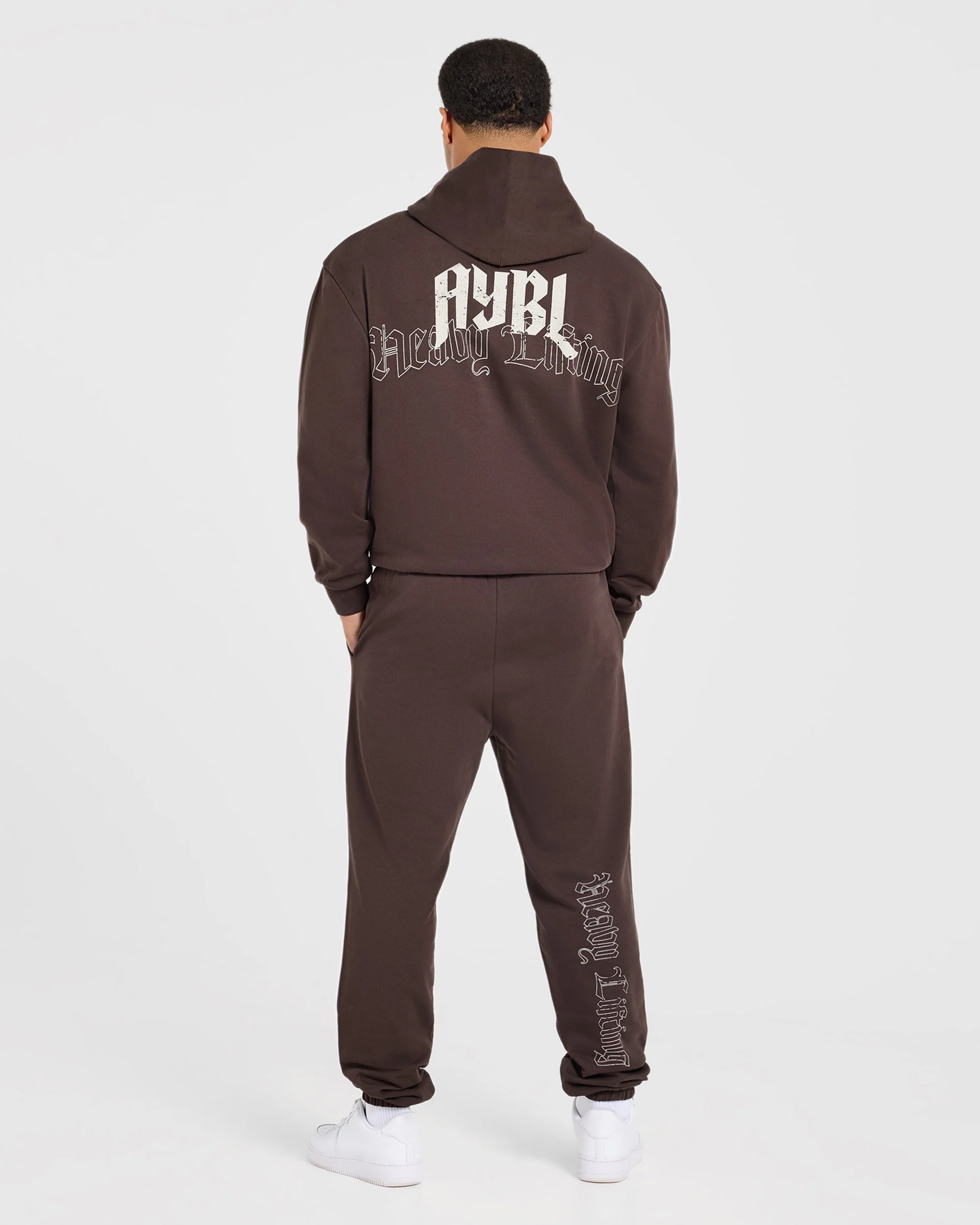 Heavy Lifting Gothic Oversized Hoodie - Bruin/Crème - Image 4